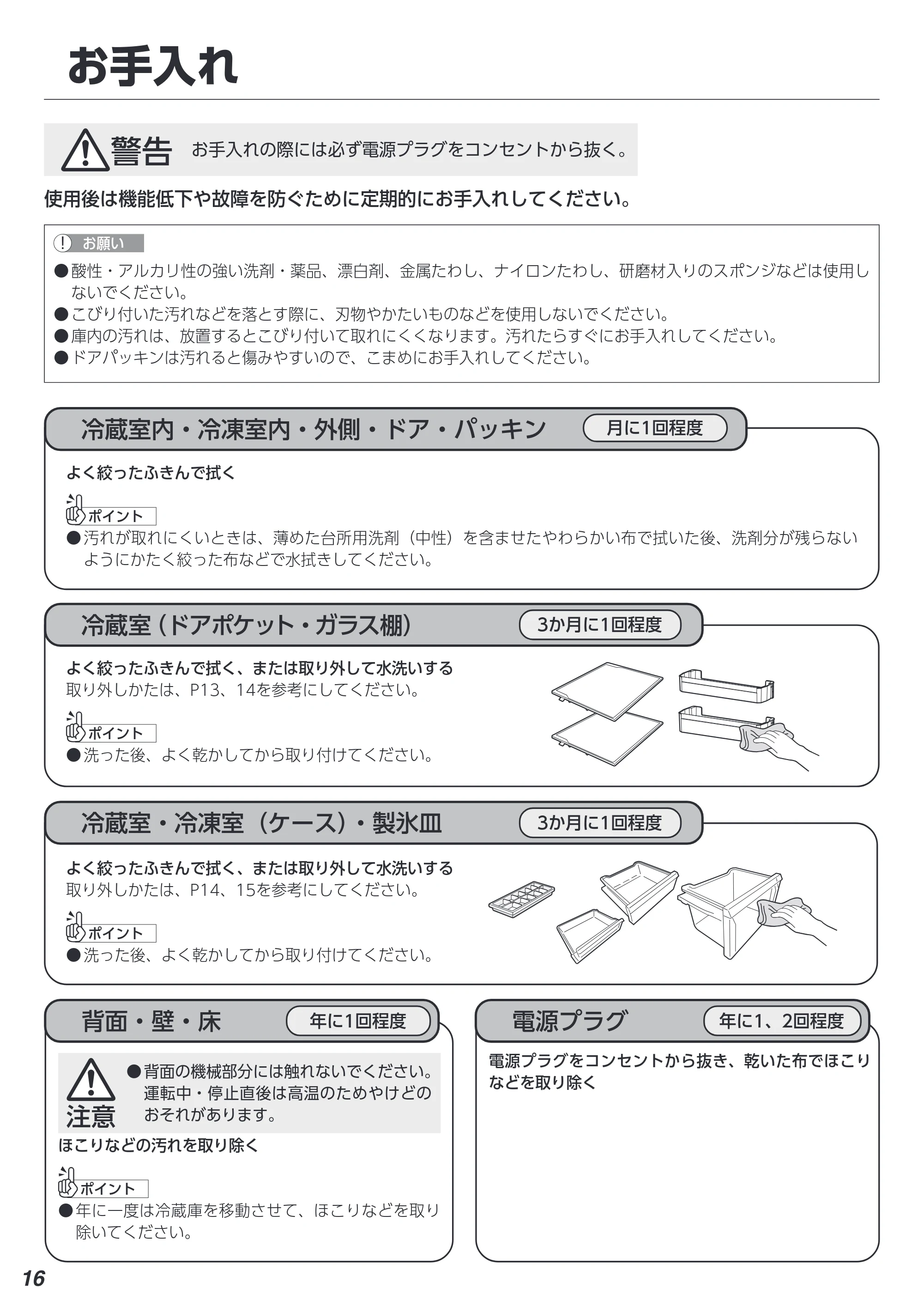 アイリスオーヤマ IRSN-15B-HA 取扱説明書 — お手入れ — 原本ページ — 16ページ