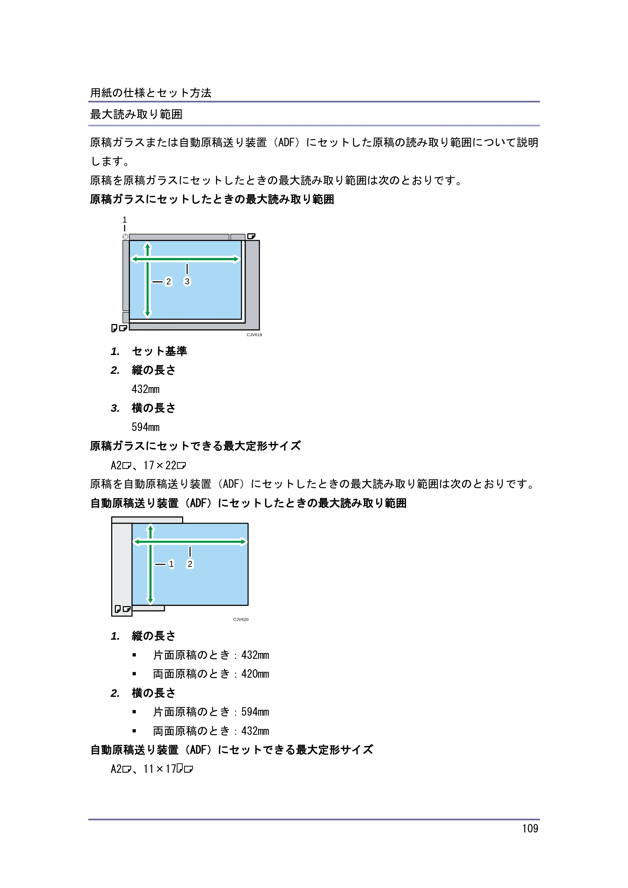 キヤノン iR W1040/W1040N 本機をお使いになる方へ （PDF形式／8.53Mバイト） — 自動的に検知される原稿サイズ — 原本ページ — 110ページ