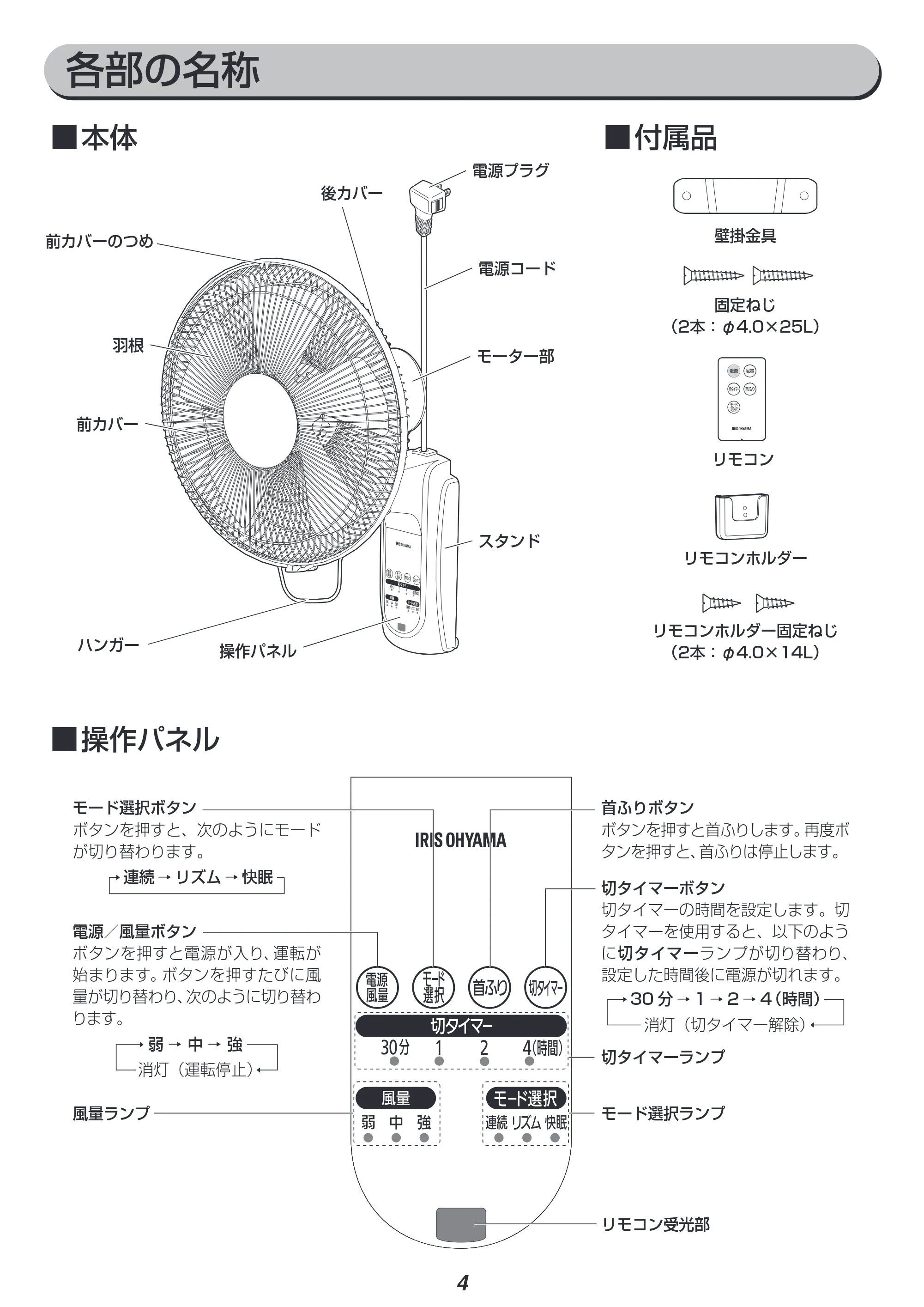 アイリスオーヤマ WFC-306 取扱説明書 — 原本ページ — 4ページ