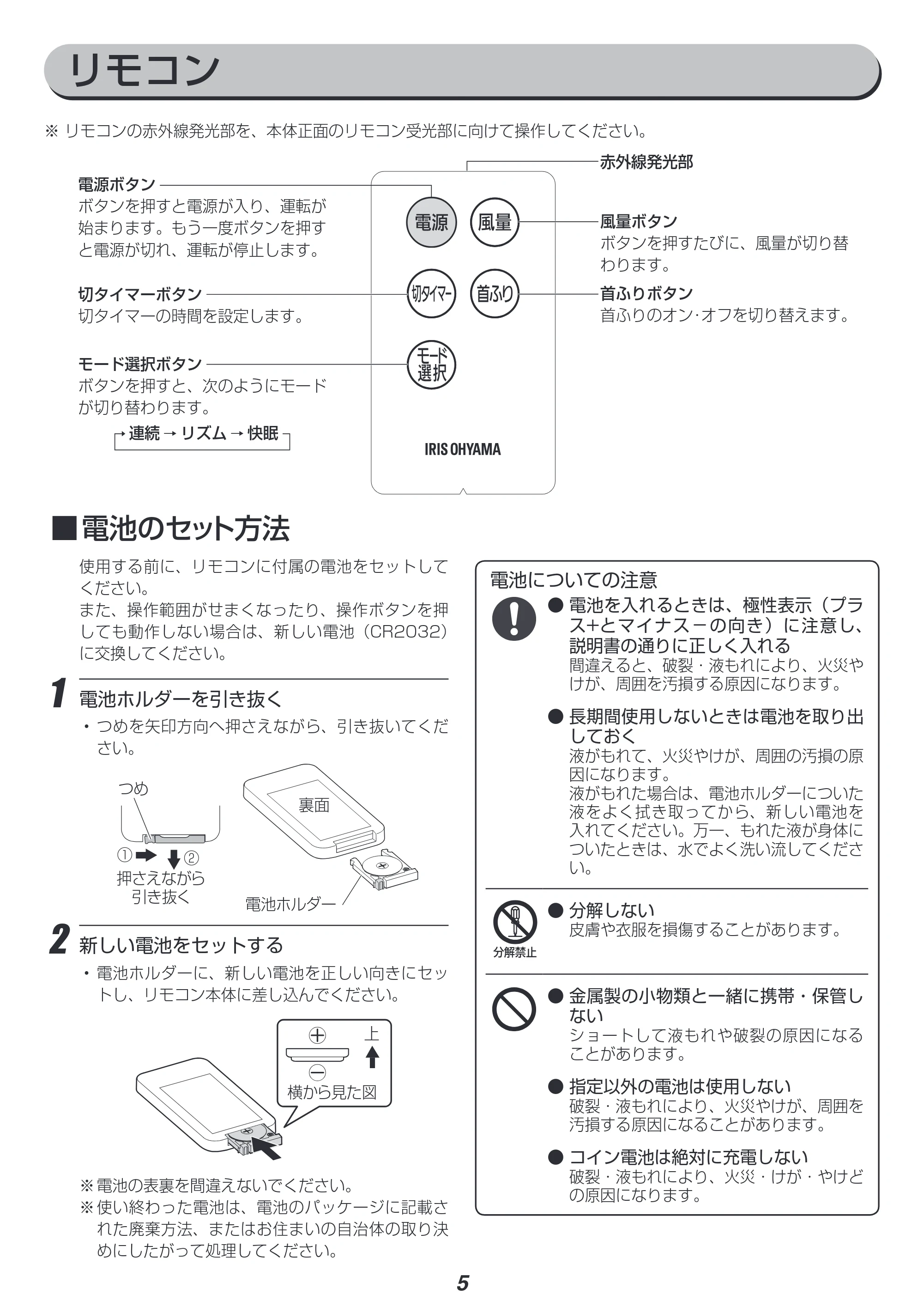 アイリスオーヤマ WFC-306 取扱説明書 — 原本ページ — 5ページ