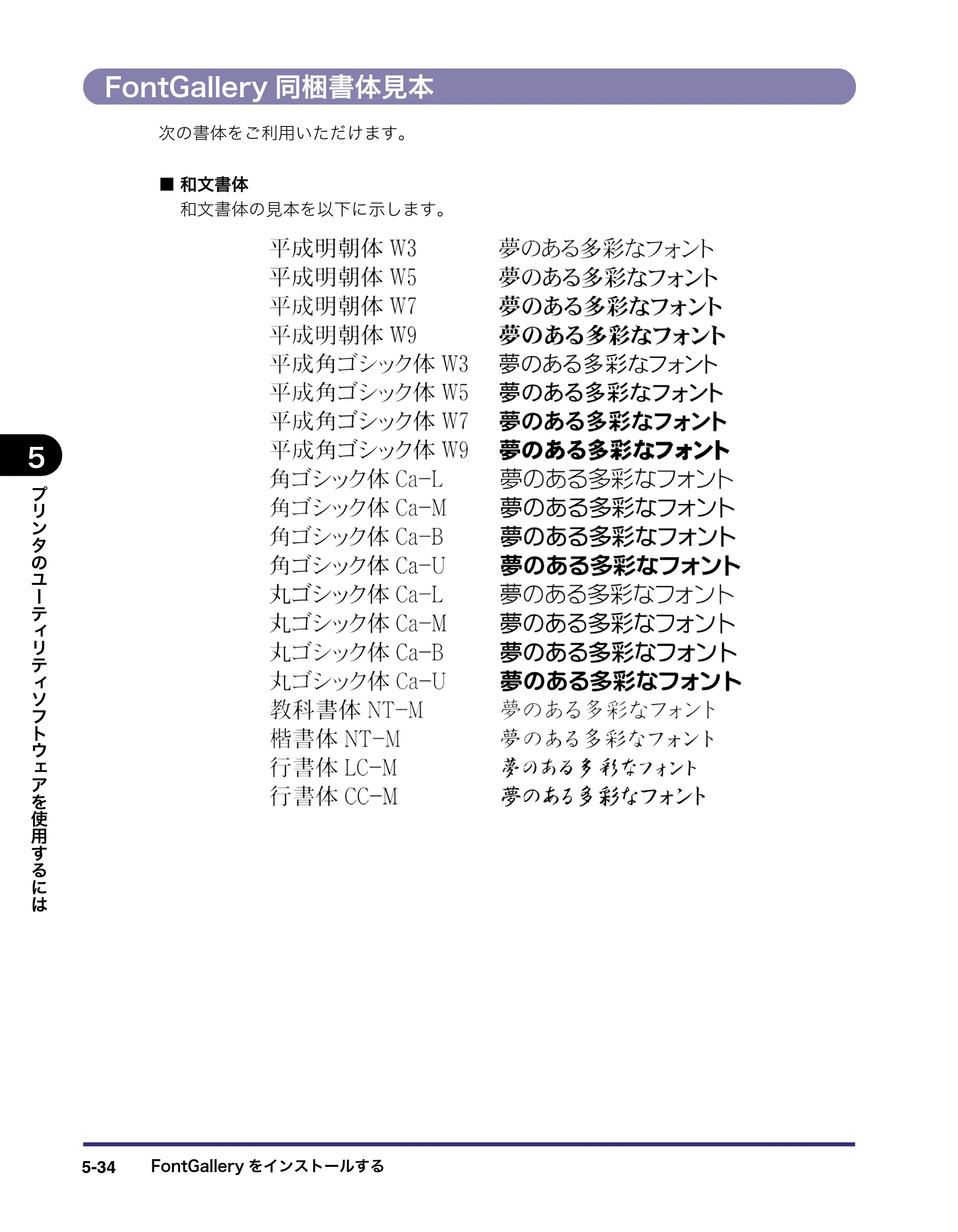 キヤノン LBP3970/3920 LIPS V ソフトウエアガイド 2007年1月25日掲載 （PDF形式／9.09Mバイト） — FontGallery同梱書体見本 — 原本ページ — 175ページ