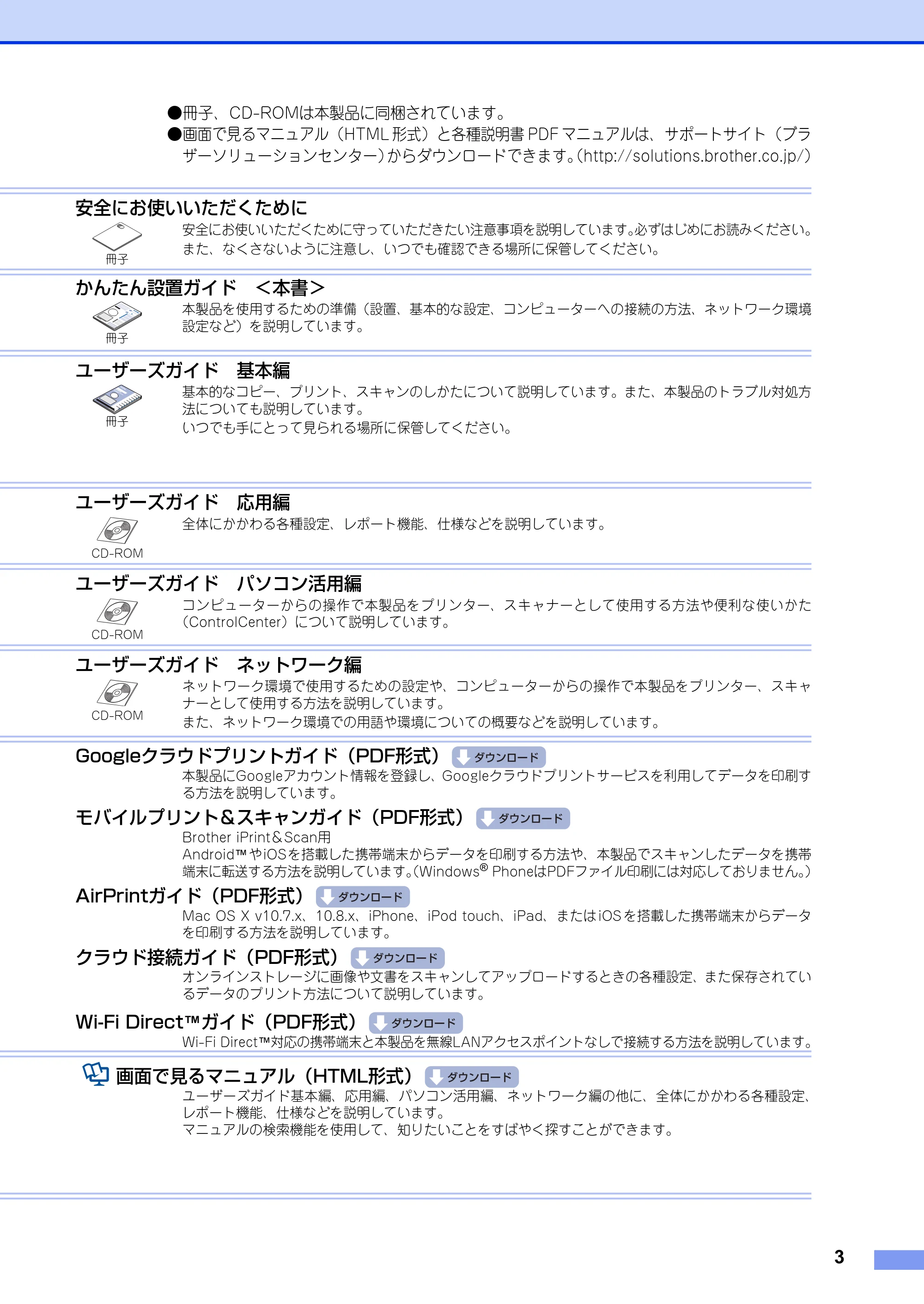 ブラザー DCP-9020CDW かんたん設置ガイド — 原本ページ — 3ページ