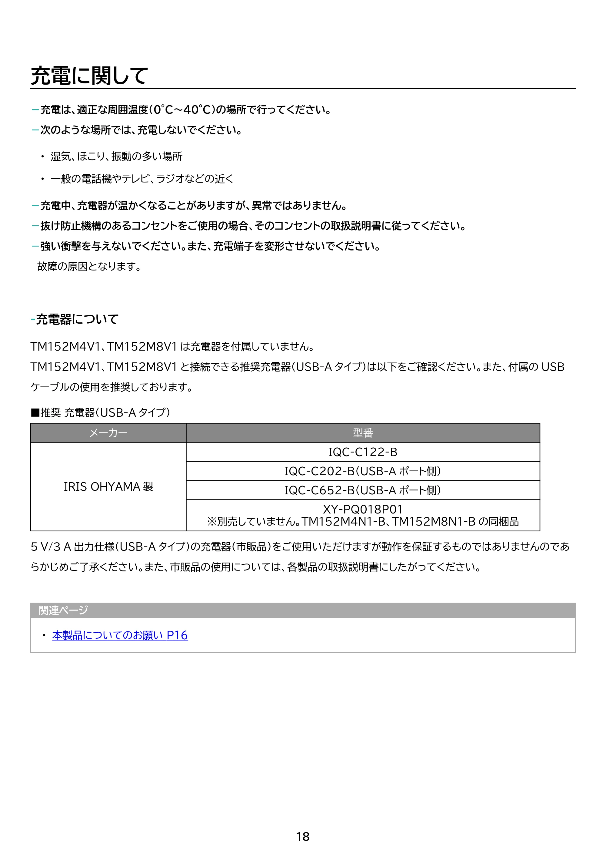 アイリスオーヤマ TM152M8V1-B 取扱説明書 — 原本ページ — 18ページ