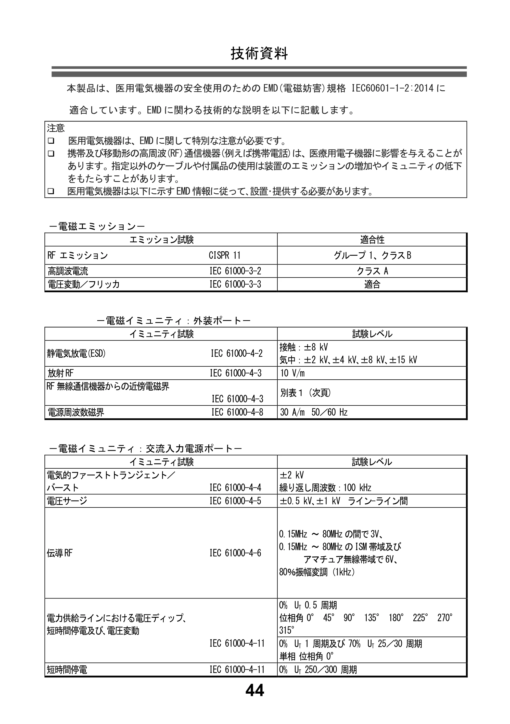 アイリスオーヤマ BPU-104BLE 取扱説明書 — －電磁エミッション－ — 原本ページ — 46ページ
