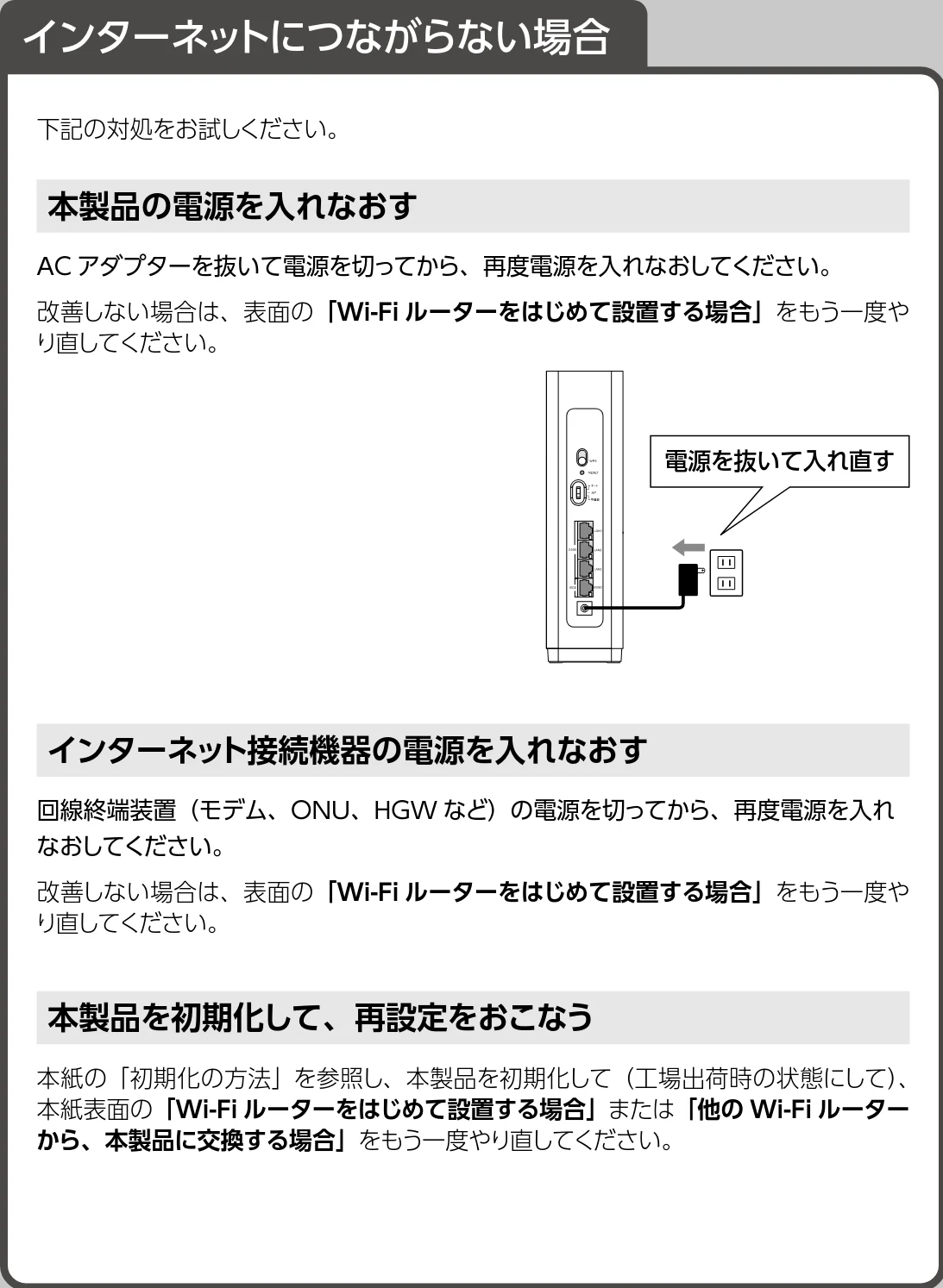 エレコム WRC-BE94XS-B 1.かんたんセットアップガイド — インターネットにつながらない場合 — 図版 2-1 — 2ページ