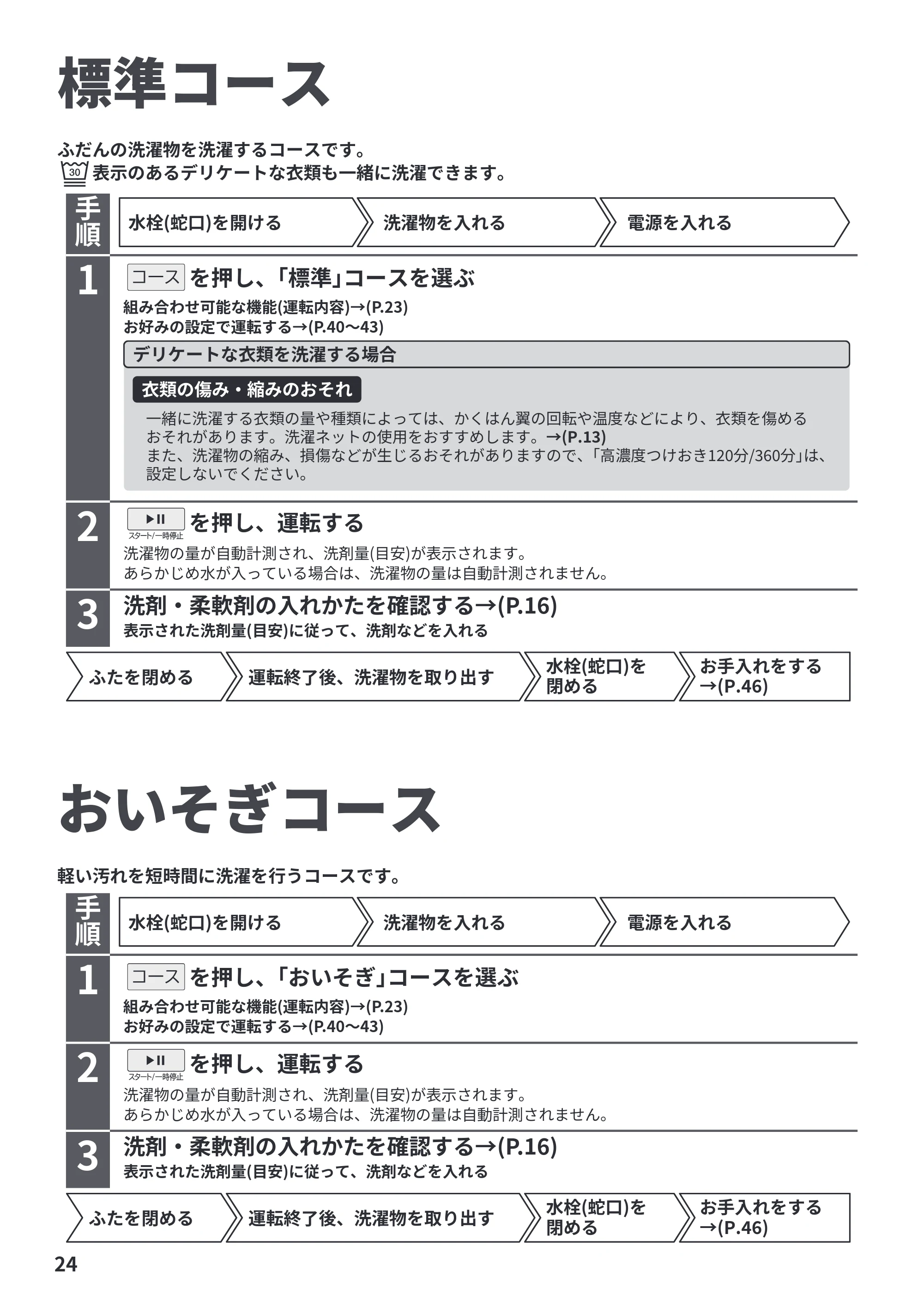 日立 BW-V70PE6 取扱説明書 — 標準コース — 原本ページ — 24ページ