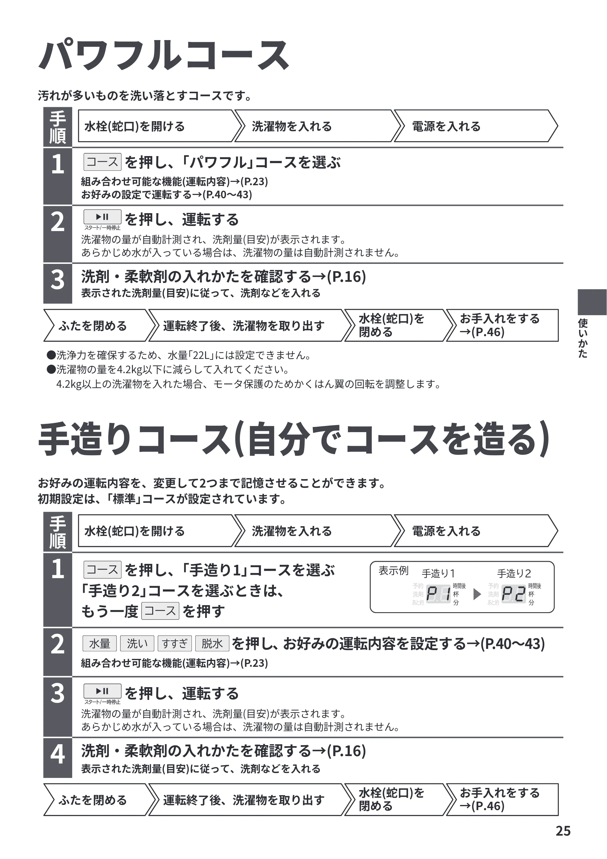 日立 BW-V70PE6 取扱説明書 — パワフルコース — 原本ページ — 25ページ
