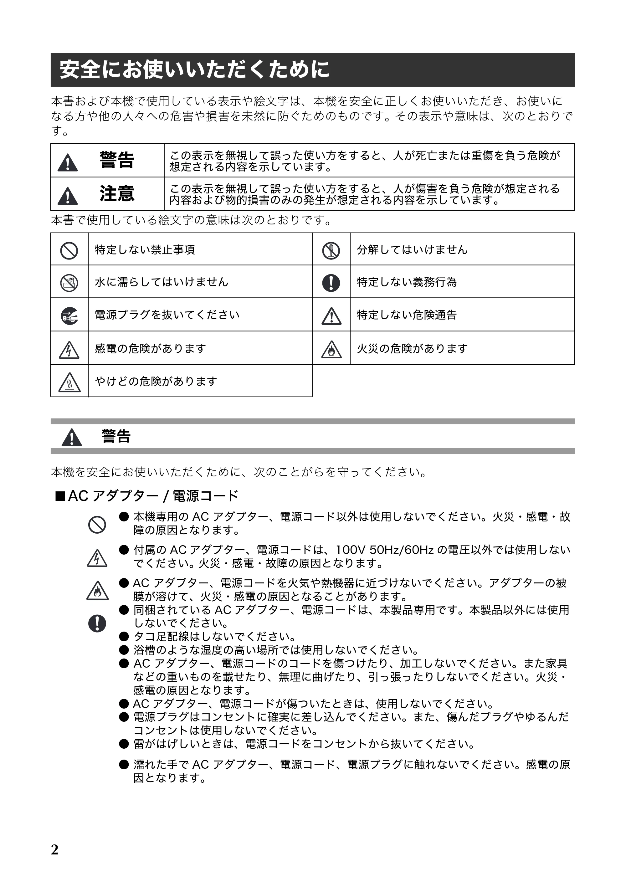 ブラザー PT-9700PC / PT-9800PCN 取扱説明書 — 安全にお使いいただくために — 原本ページ — 3ページ