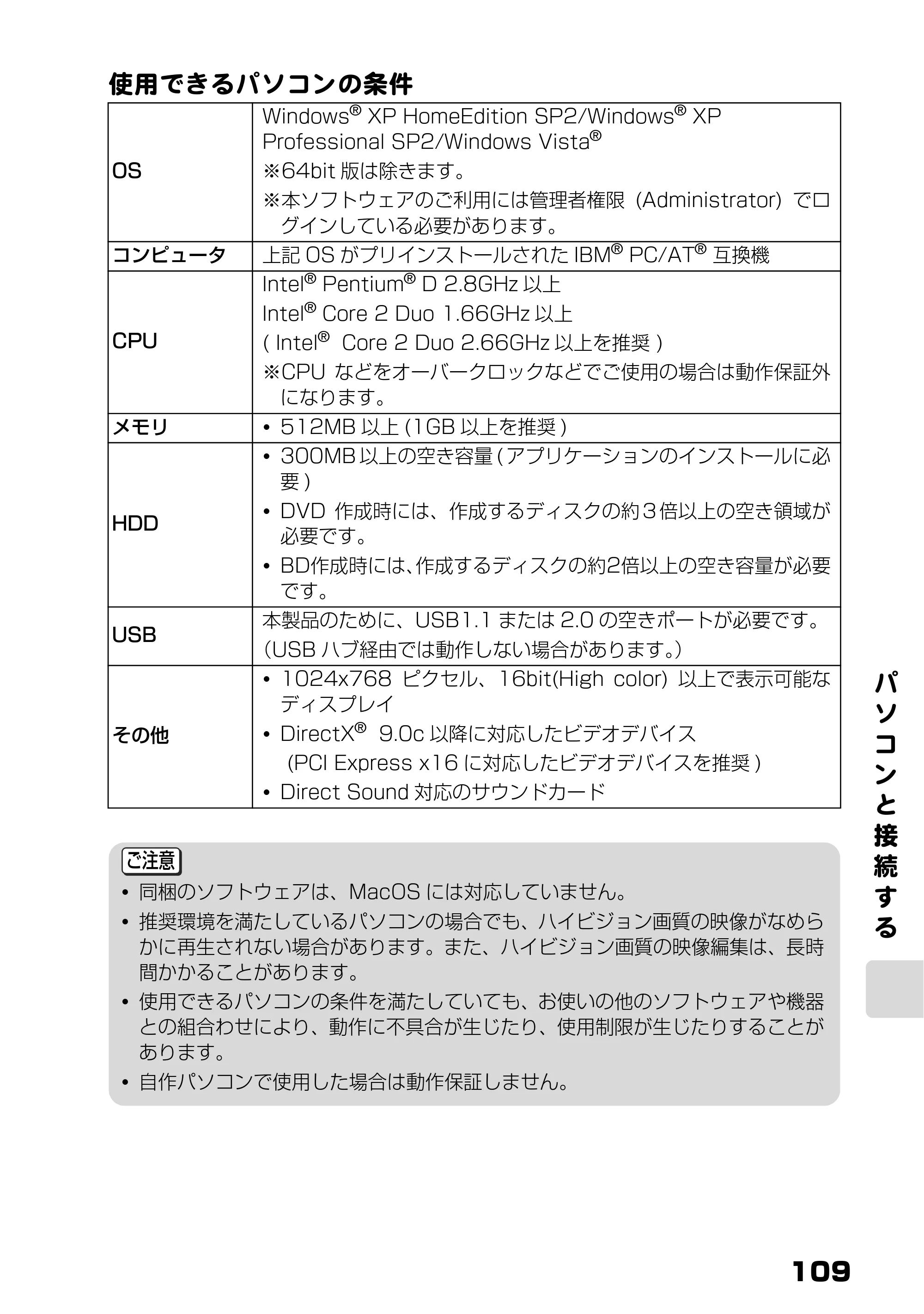 日立 DZ-BD7H / DZ-BD70 取扱説明書 — 使用できるパソコンの条件 — 原本ページ — 27ページ