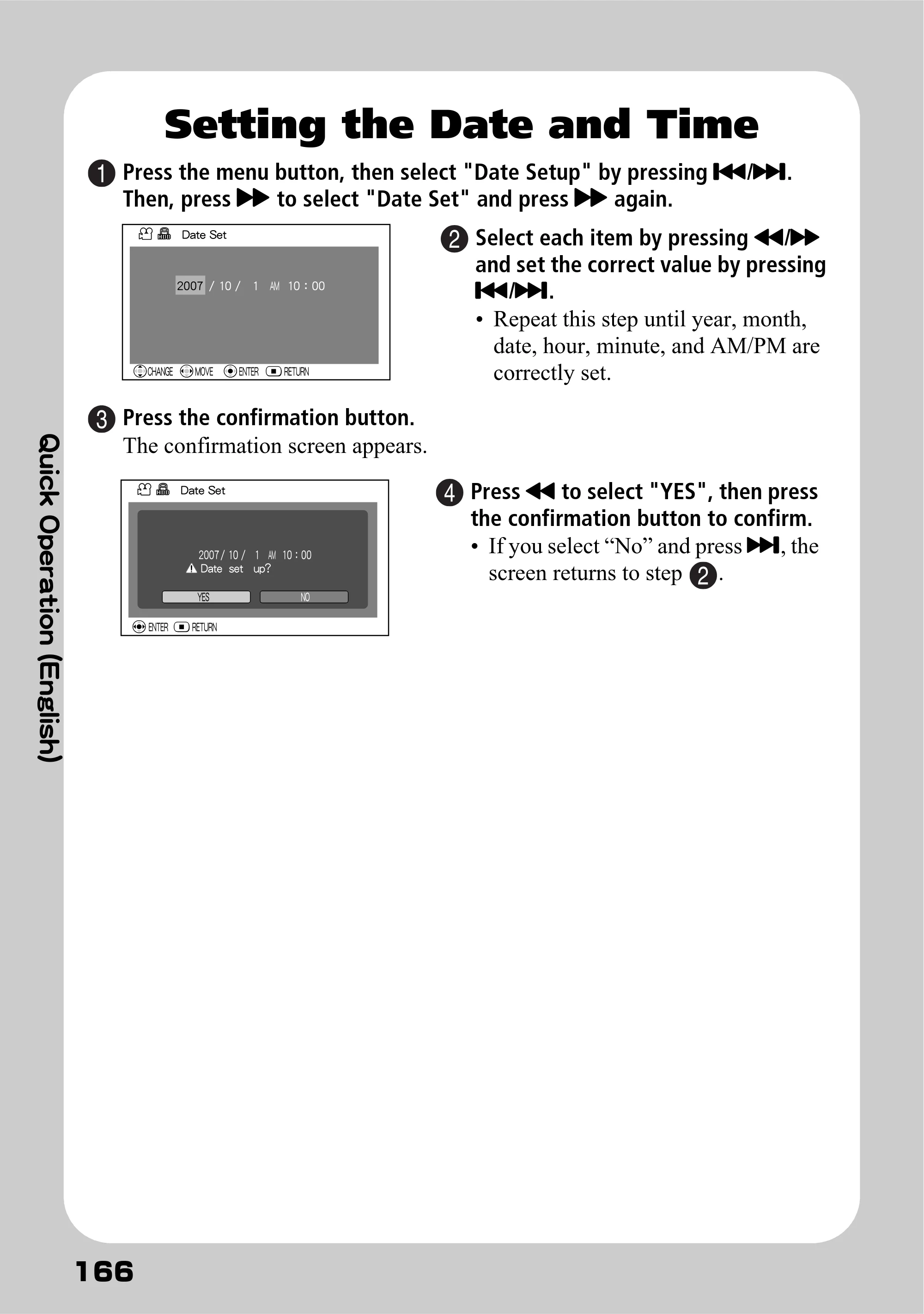 日立 DZ-BD7H / DZ-BD70 取扱説明書 — Setting the Date and Time — 原本ページ — 84ページ