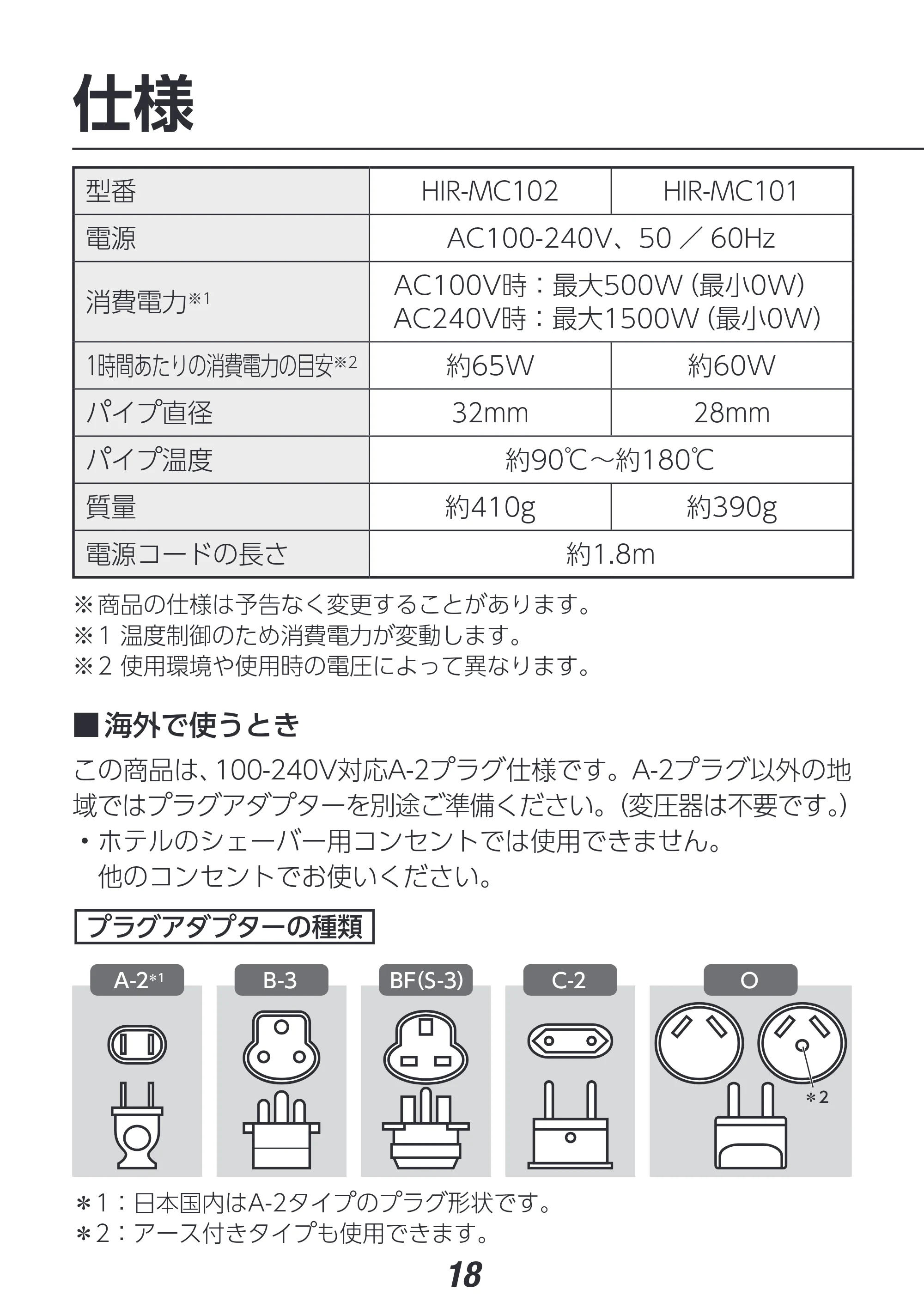 アイリスオーヤマ HIR-MC102 取扱説明書 — 原本ページ — 18ページ
