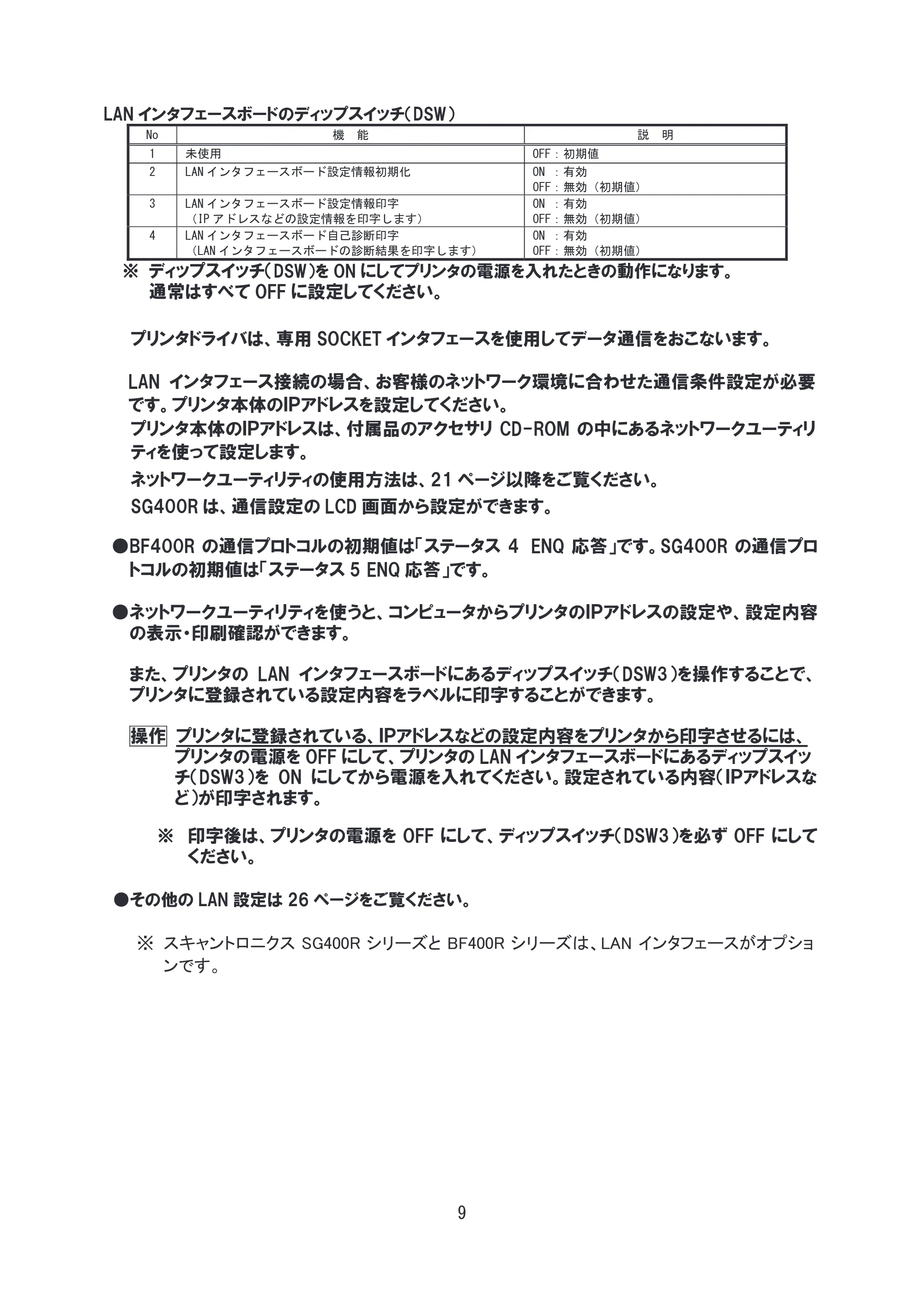 サトー SG608R / 612R セットアップガイド（初版） — 原本ページ — 10ページ