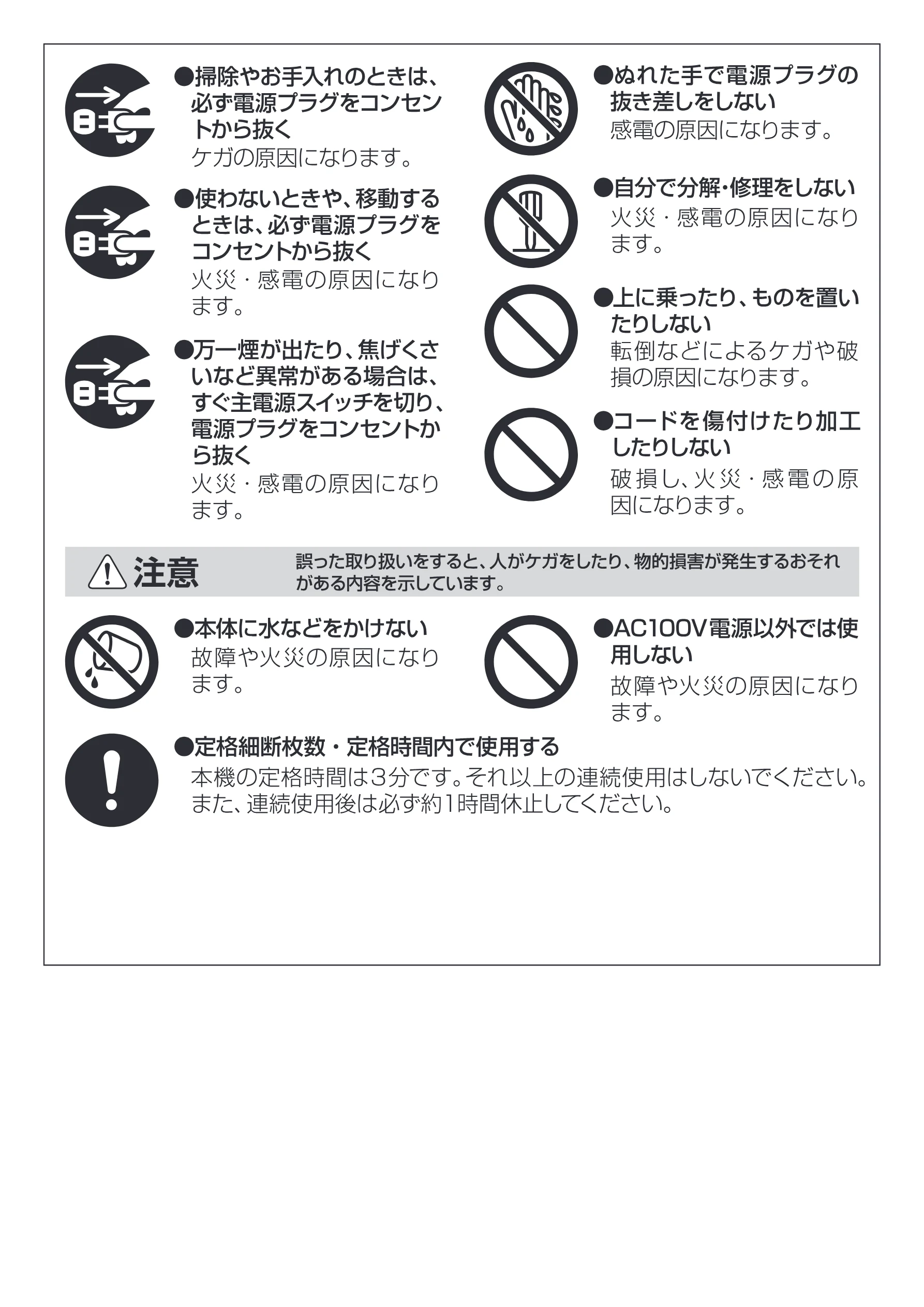 アイリスオーヤマ シュレッダー P5GC 取扱説明書 — /\注意 誤った取り扱いをする と、人がケガをしたり、物的損害が発生するおそれ ILA がある内容を示しています。 — 図版 3-1 — 3ページ