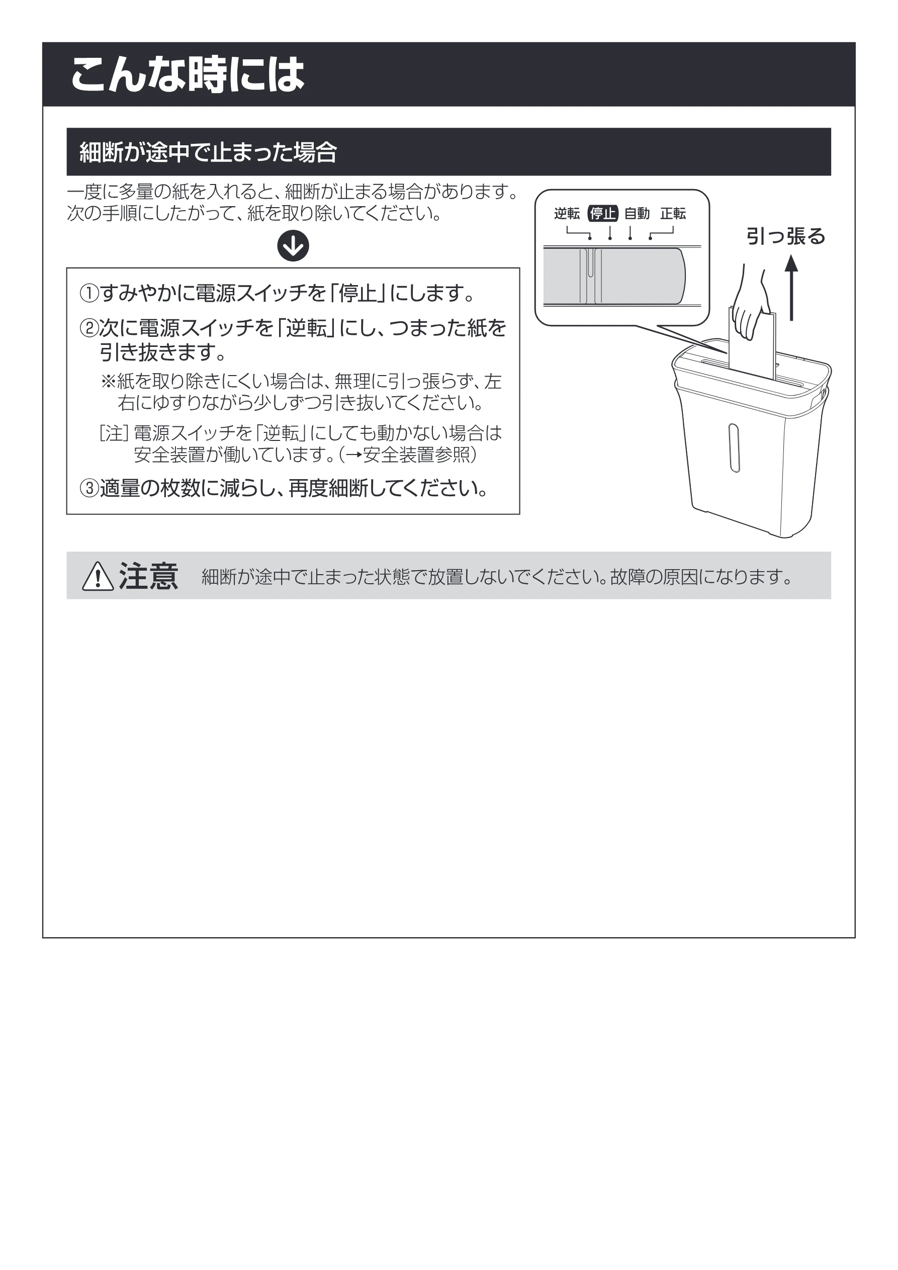 アイリスオーヤマ シュレッダー P5GC 取扱説明書 — 1 = こん な時には — 図版 9-1 — 9ページ