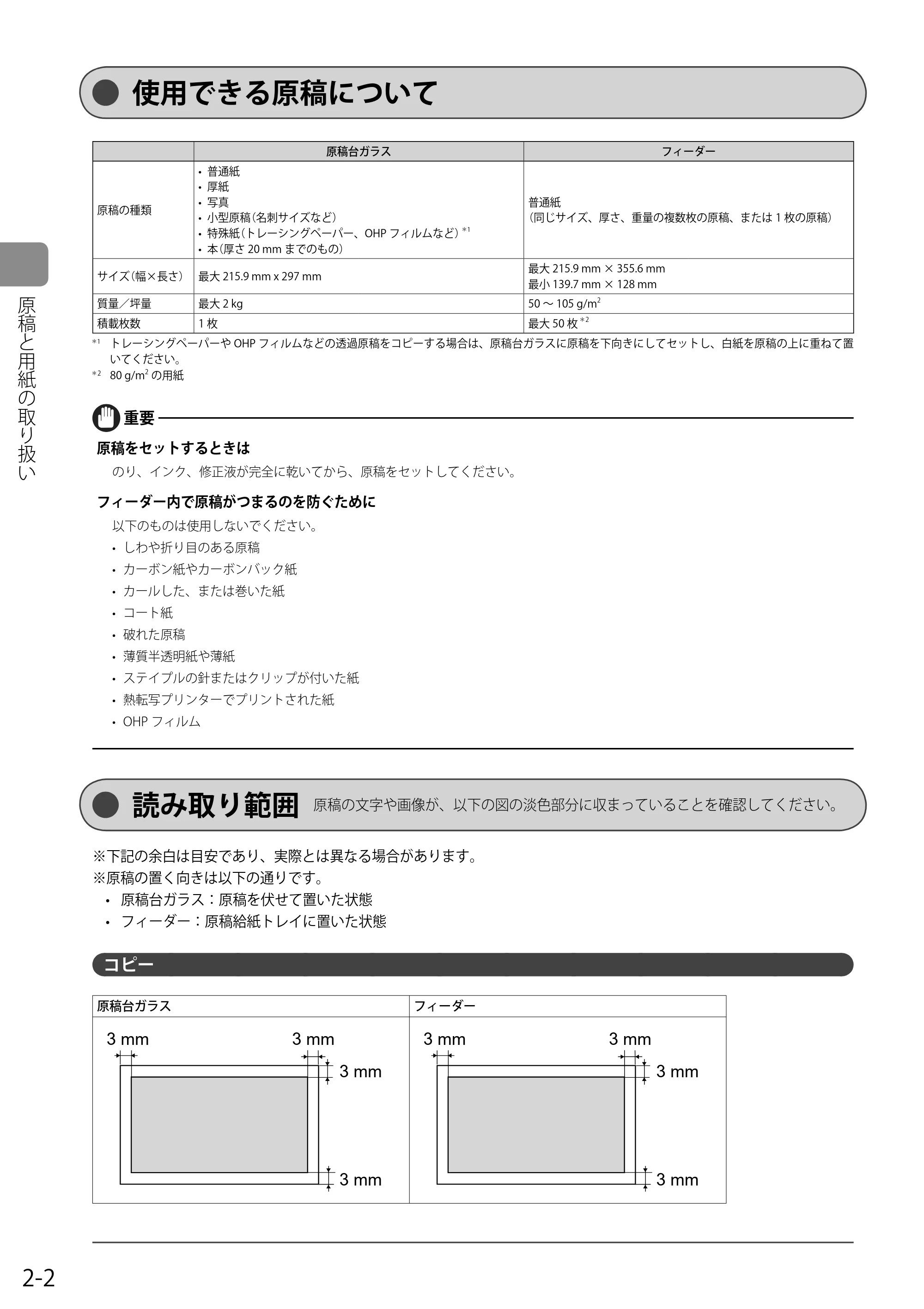 キヤノン MF8050Cn/MF8030Cn 基本操作ガイド 2011年2月1日更新 (PDF形式/16.32Mバイト) — 使用できる原稿について — 原本ページ — 36ページ