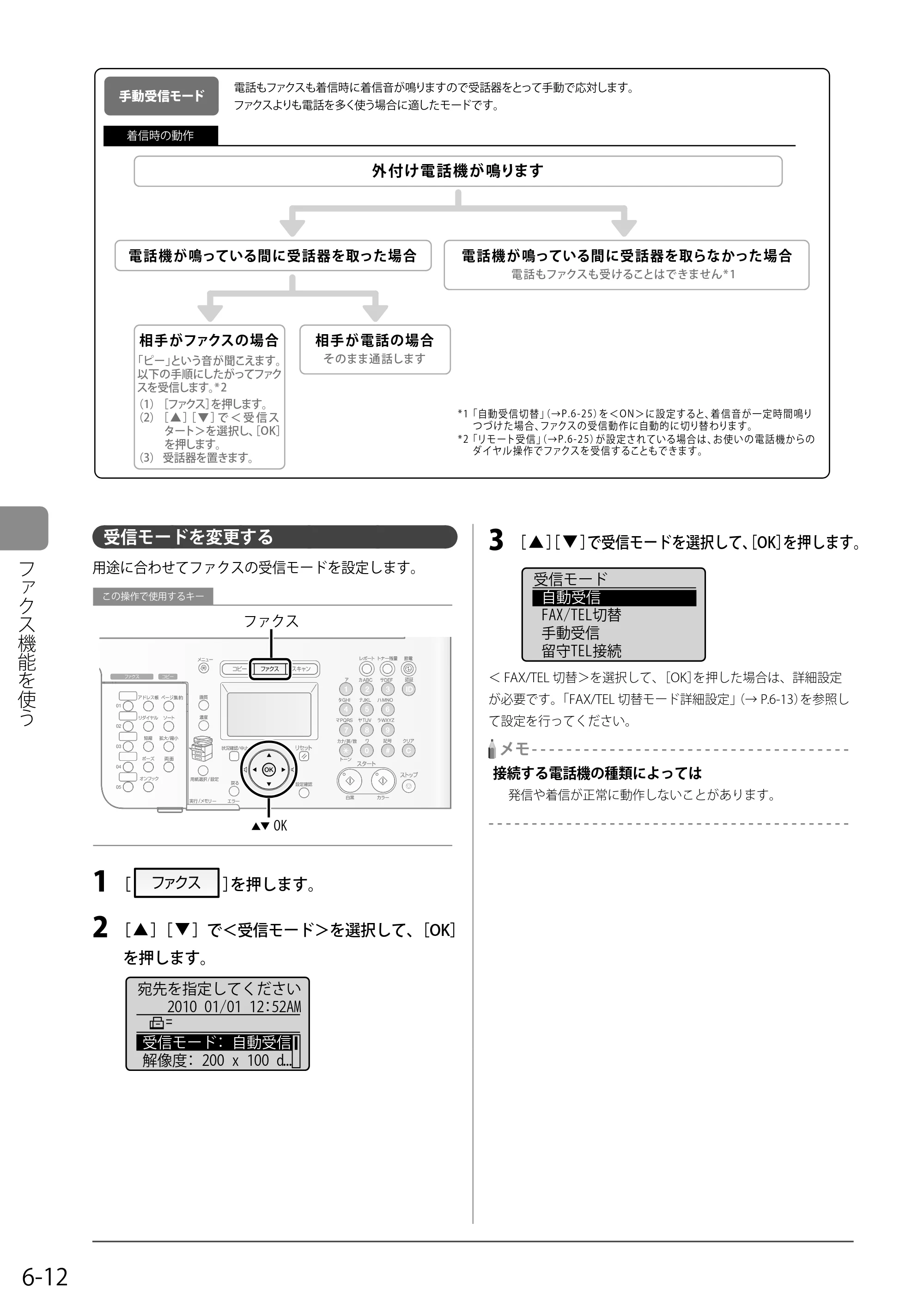 キヤノン MF8050Cn/MF8030Cn 基本操作ガイド 2011年2月1日更新 （PDF形式／16.32Mバイト） — 受信モードを 変更する — 原本ページ — 98ページ