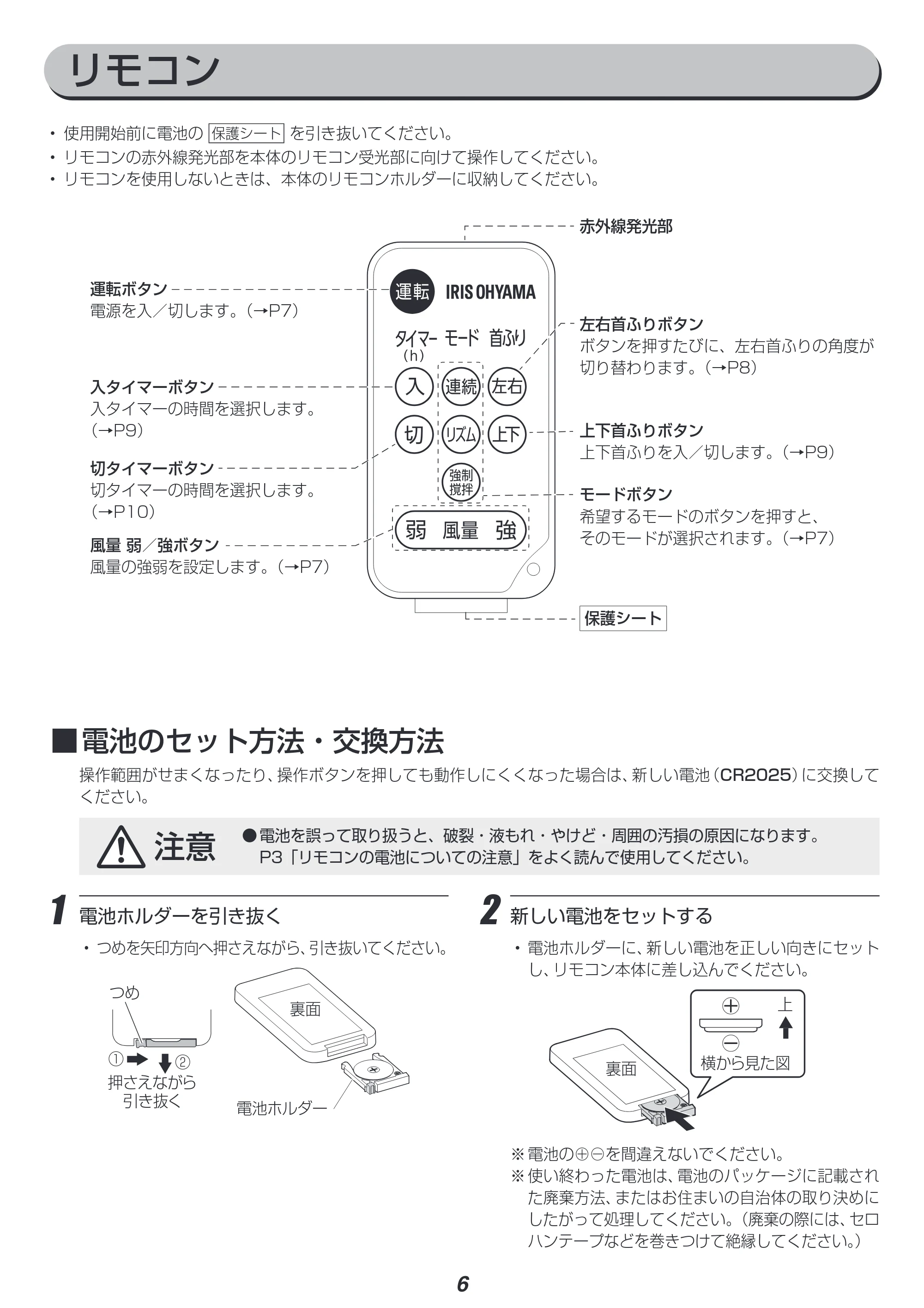 アイリスオーヤマ DC23 / PCF-DC23 取扱説明書 — 原本ページ — 6ページ
