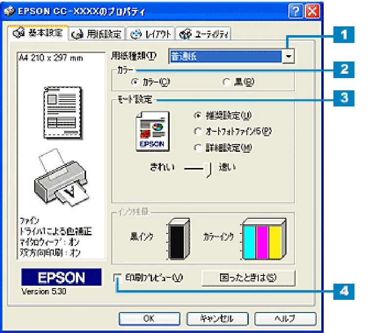 エプソン CC-570L CC-570L ユーザーズガイド (Windows版) — ハガキへの印刷方法 — 図版 21-1 — 21ページ