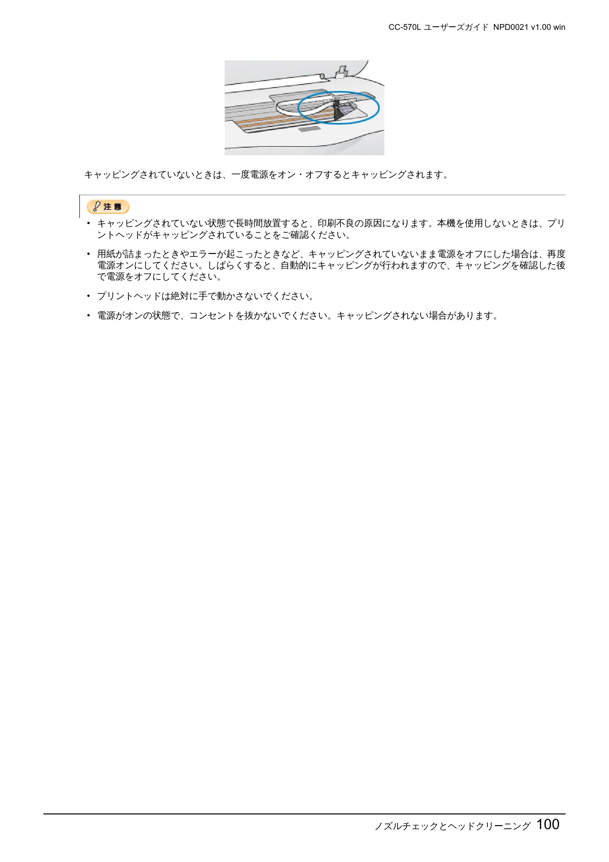 エプソン CC-570L CC-570L ユーザーズガイド (Windows版) — ノズルチェックとヘッドクリーニング100 — 原本ページ — 100ページ