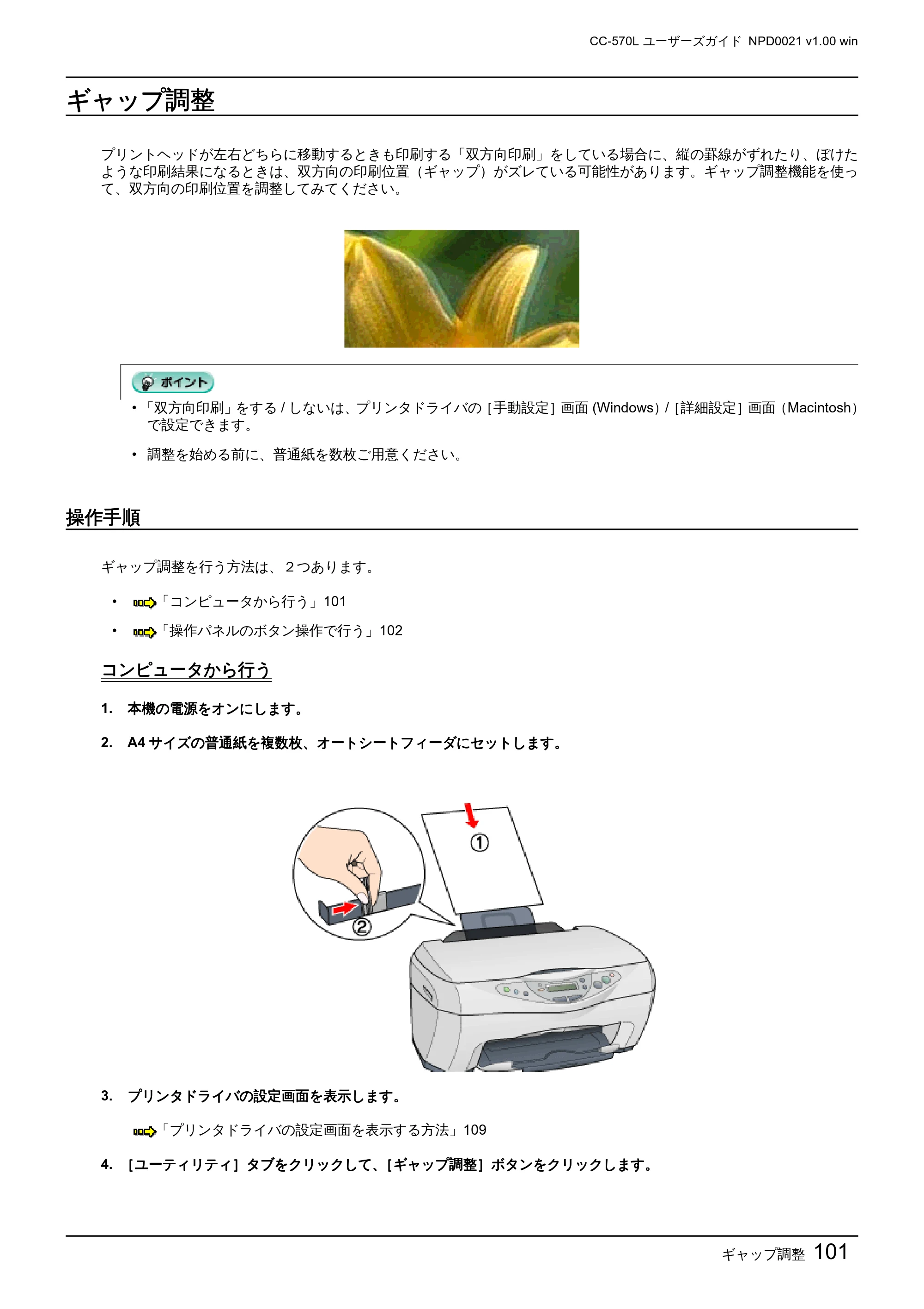 エプソン CC-570L CC-570L ユーザーズガイド (Windows版) — ギャップ調整 — 原本ページ — 101ページ