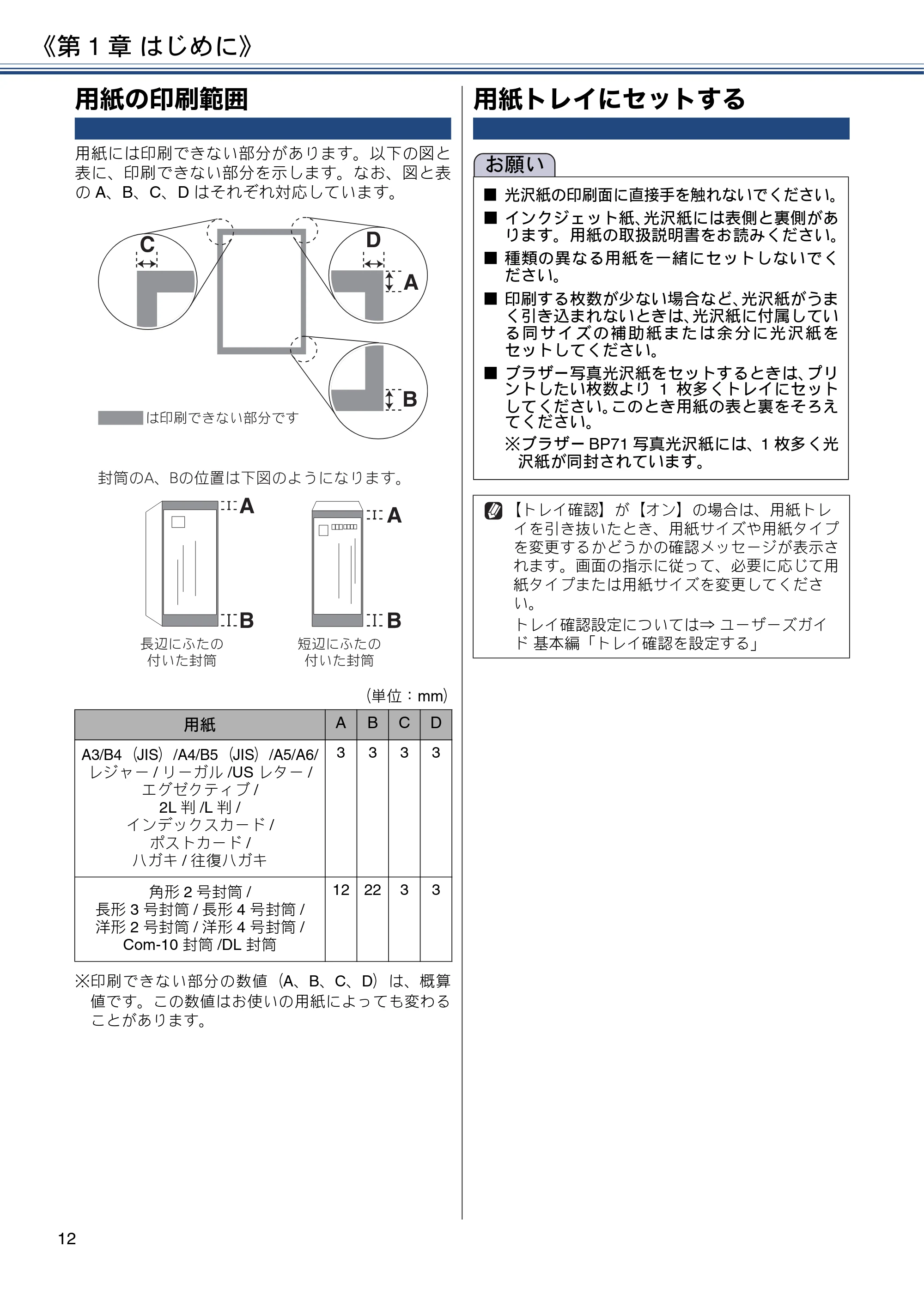 ブラザー DCP-J4225N ユーザーズガイド ～応用編～ — 用紙の印刷範囲 — 原本ページ — 12ページ
