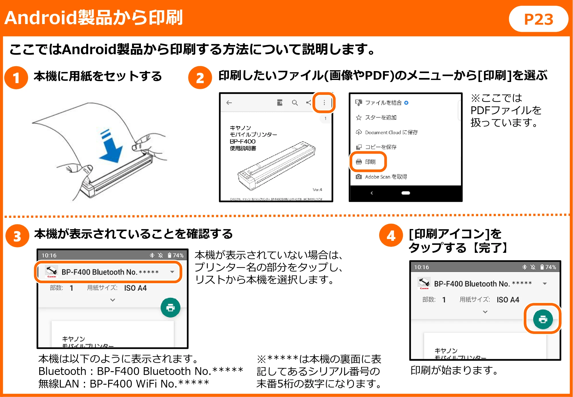 キヤノン BP-F400 かんたんスタートガイド 2022年4月7日掲載(PDF:1.80MB) — 原本ページ — 24ページ