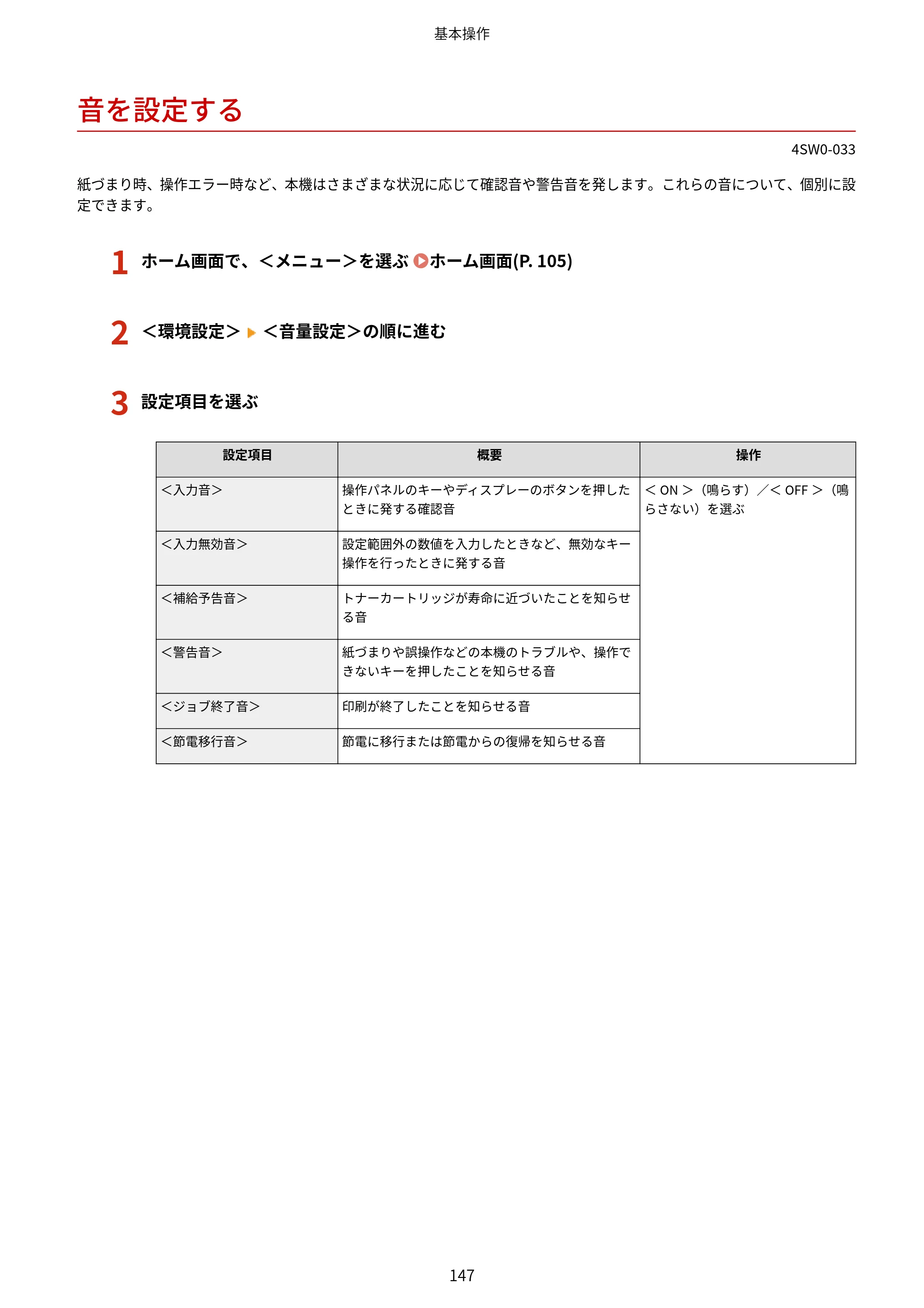 キヤノン LBP224/LBP221 ユーザーズガイド 2019年10月16日掲載(PDF:4.03MB) — 音を設定する — 原本ページ — 153ページ
