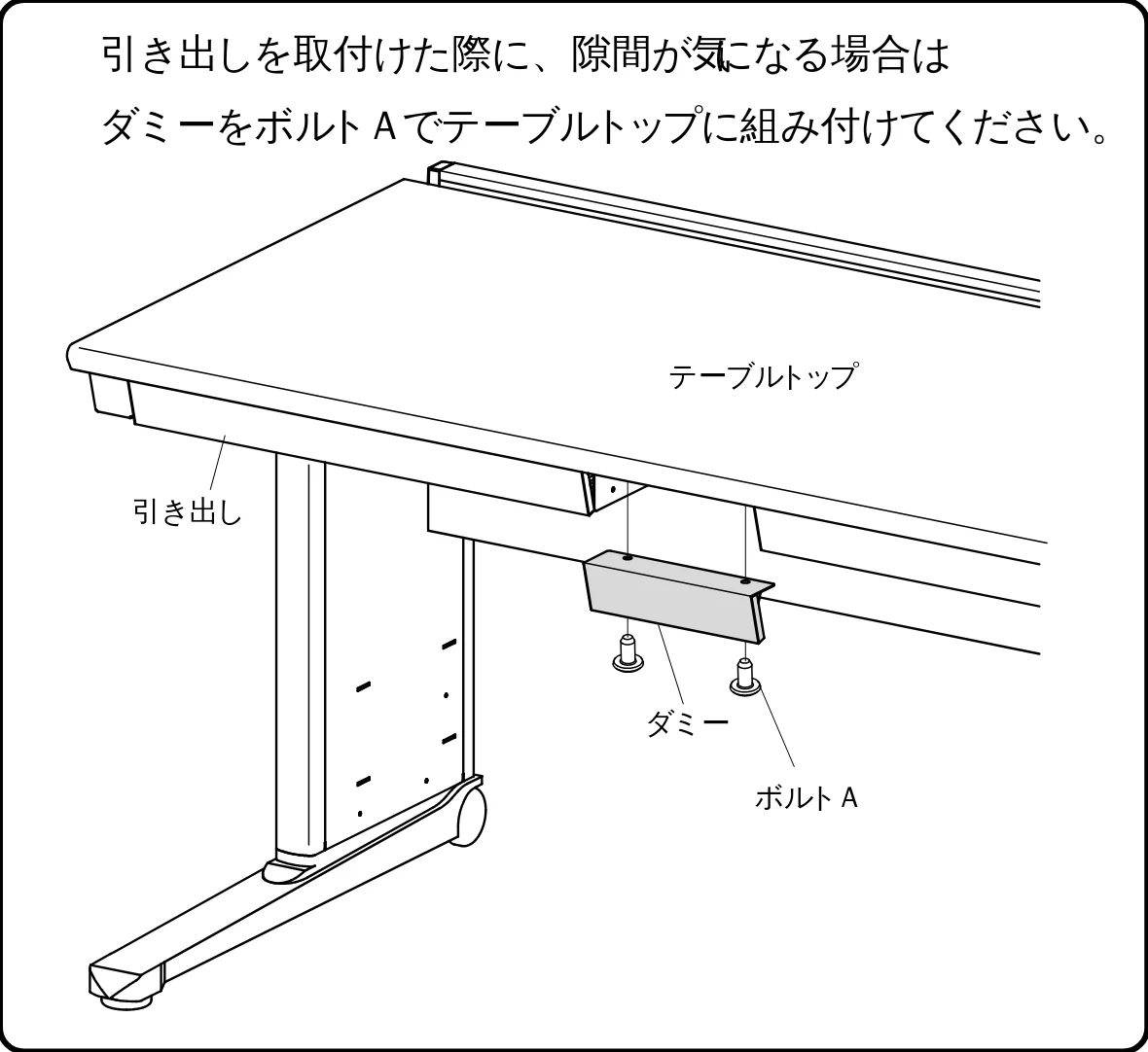 サンワサプライ ALD-18070K / ALD-10070K / ALD-8070K 取扱説明書 — 引き出しを取付けた際に、隙間が気になる場合は — 図版 2-2 — 2ページ
