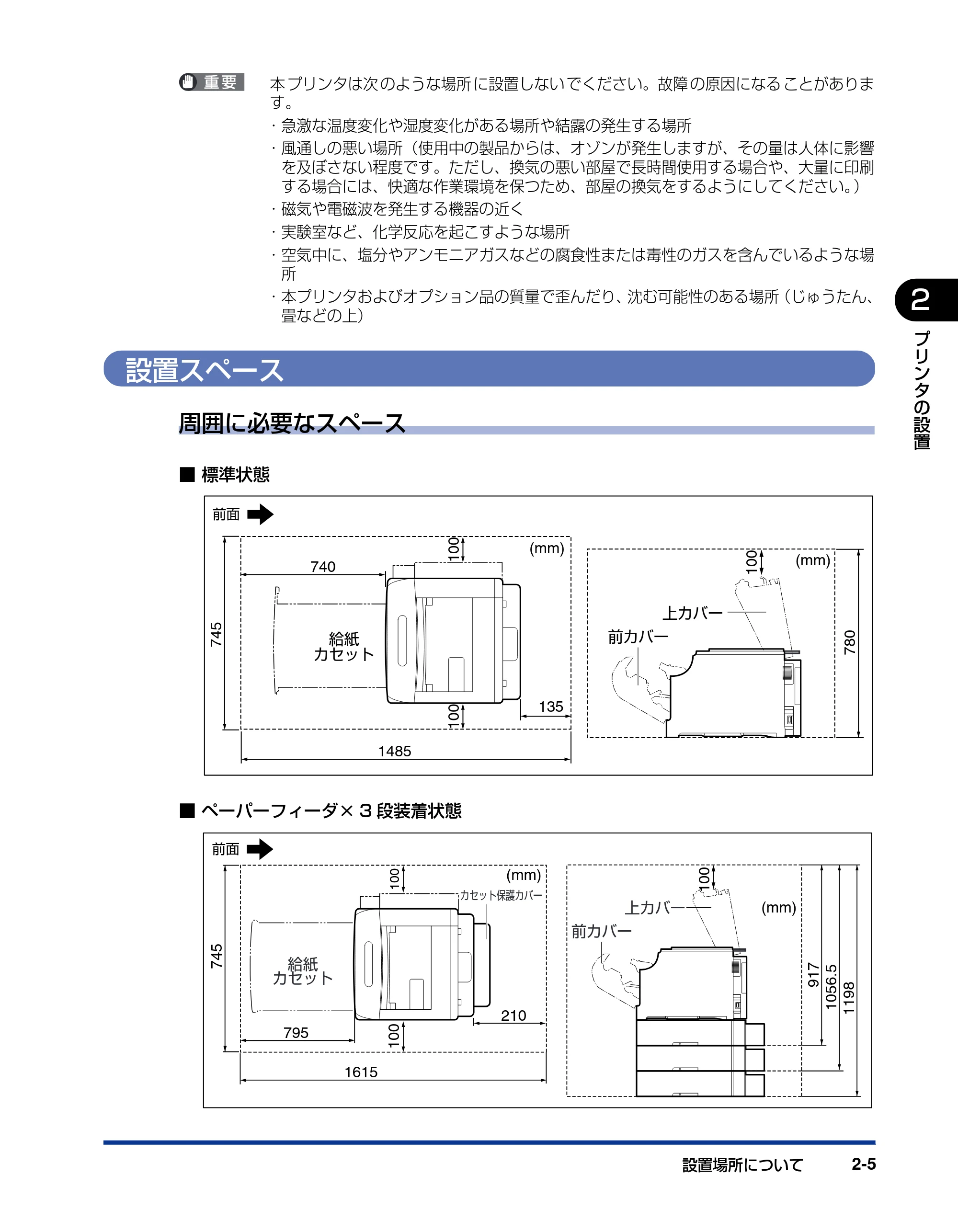 キヤノン LBP5610 ユーザーズガイド 2011年10月27日掲載(PDF:23.2MB) — 設置スペース — 原本ページ — 41ページ