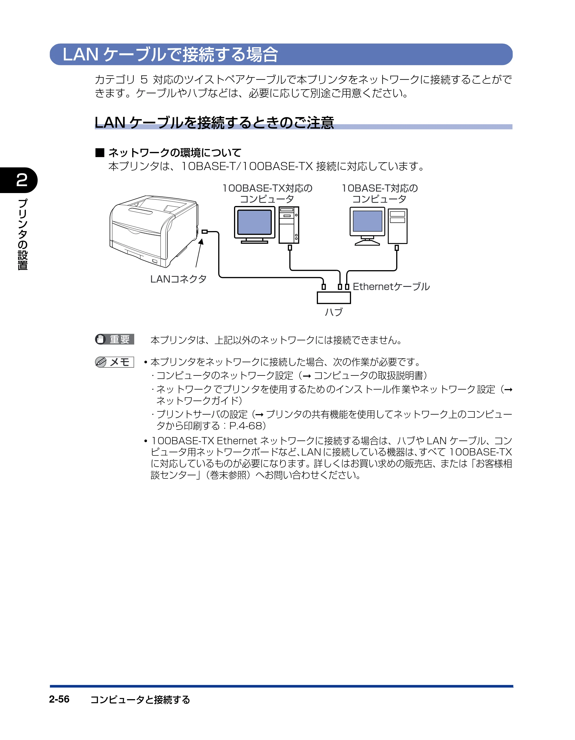 キヤノン LBP5610 ユーザーズガイド 2011年10月27日掲載（PDF：23.2MB） — LANケーブルで接続する場合 — 原本ページ — 92ページ