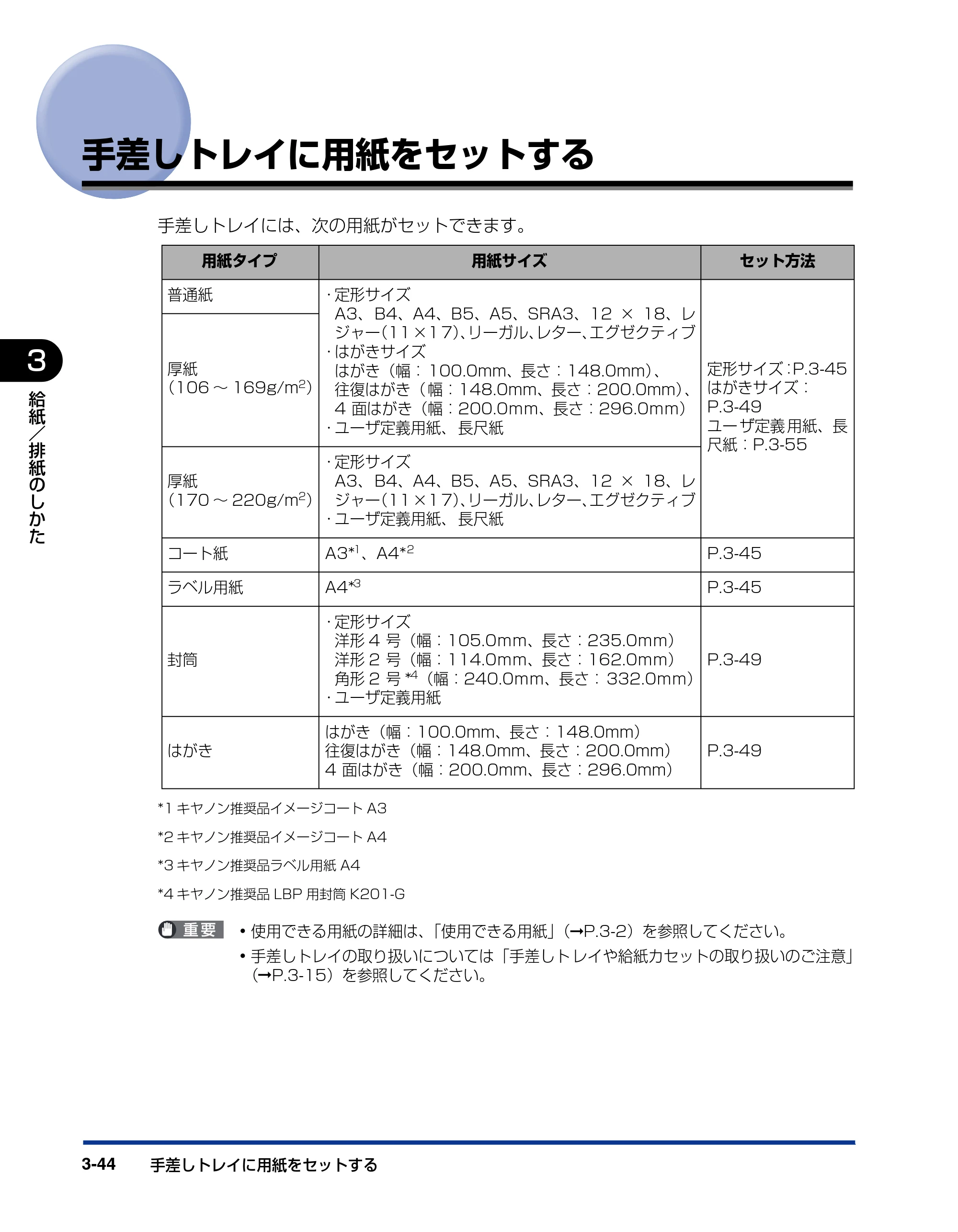 キヤノン LBP5610 ユーザーズガイド 2011年10月27日掲載（PDF：23.2MB） — 手差しトレイに用紙をセットする — 原本ページ — 144ページ