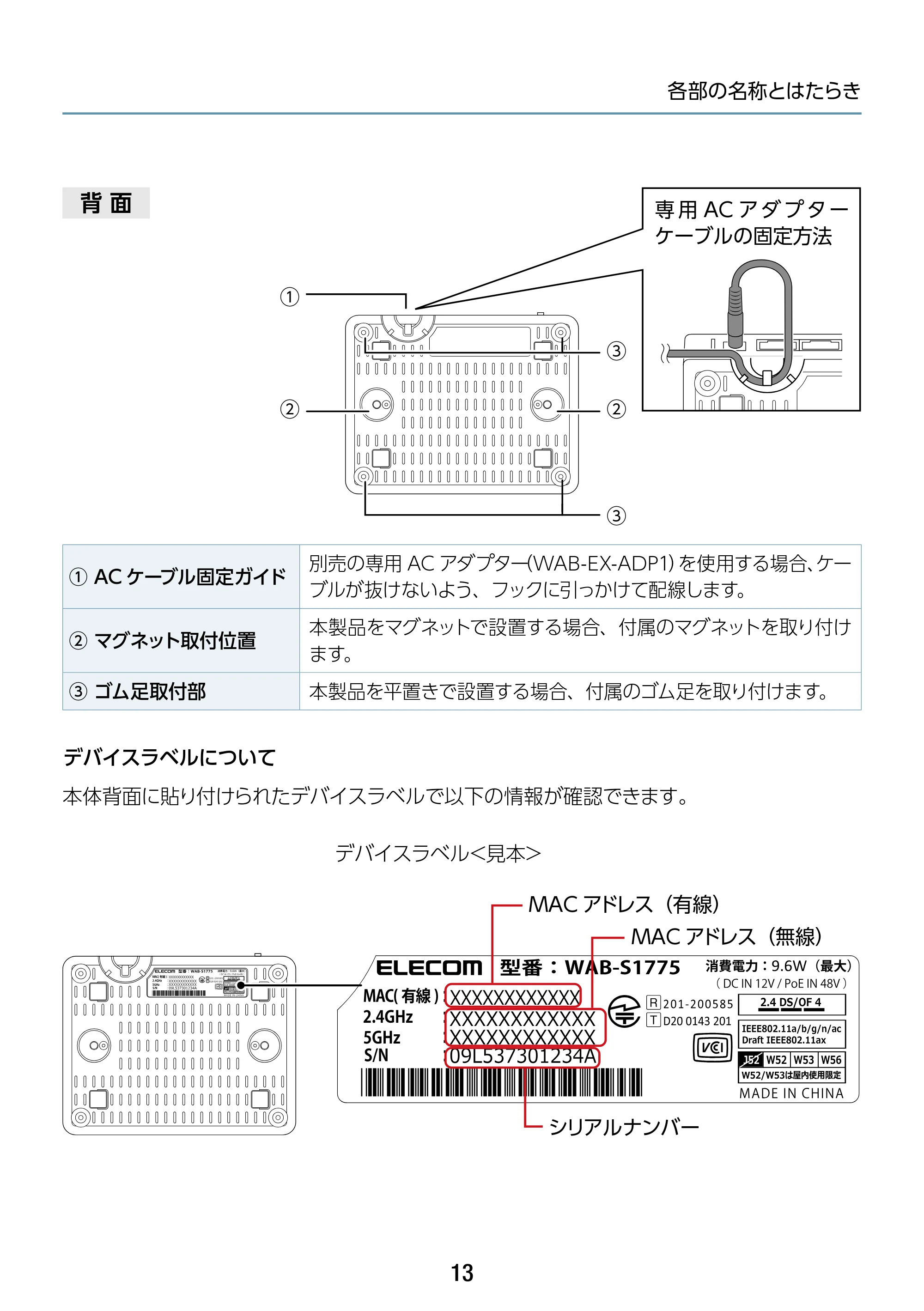 エレコム WAB-S1775 2.ユーザーズマニュアル — 原本ページ — 13ページ