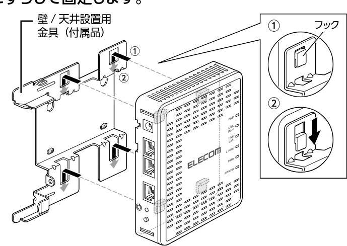 エレコム WAB-S1775 2.ユーザーズマニュアル — 本製品を取り付ける — 図版 22-2 — 22ページ