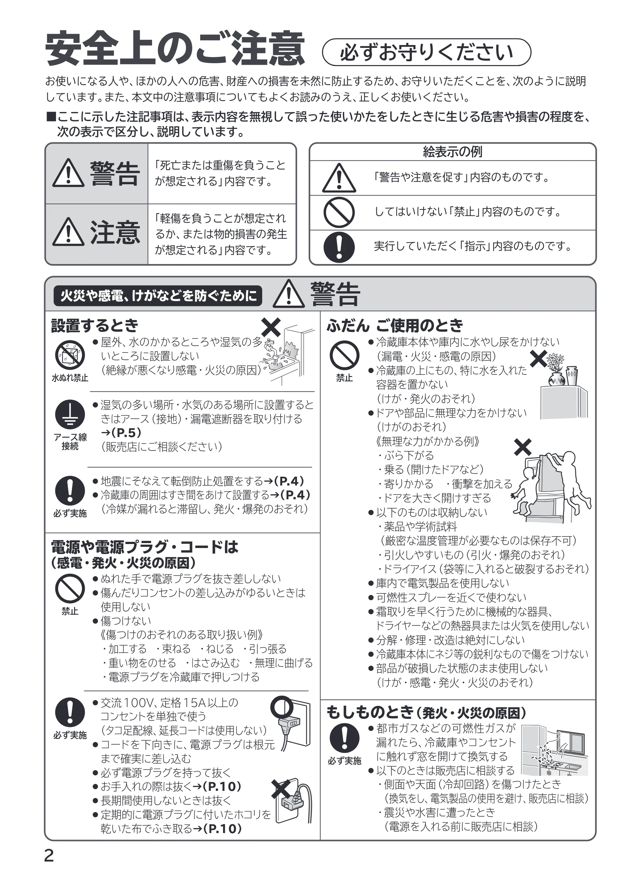 日立 R-27X 取扱説明書 — 安全上のご注意 — 原本ページ — 2ページ