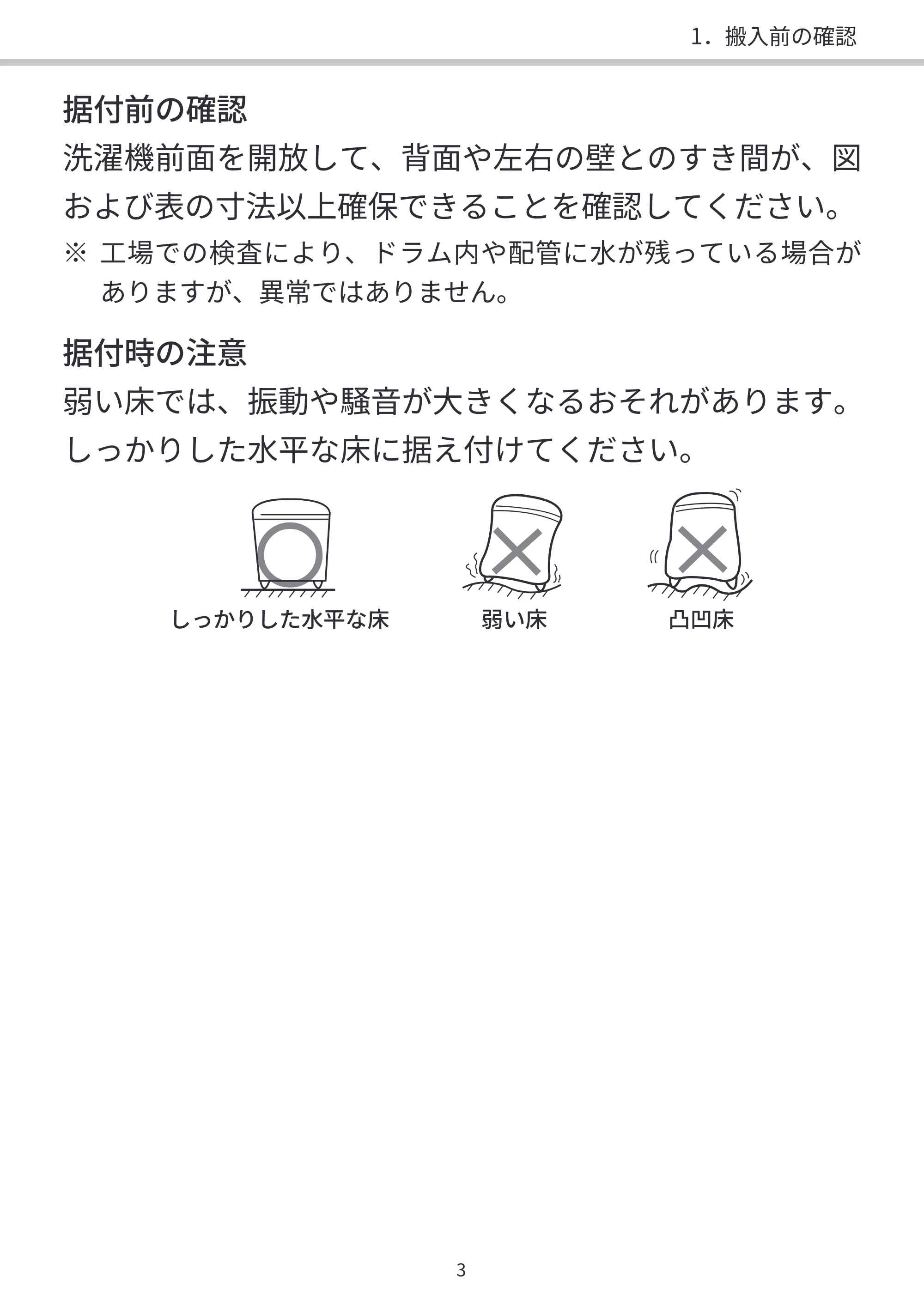 日立 BD-SVX120PL / BD-SVX120PR / BD-STX130PL 据付説明書 — 原本ページ — 3ページ