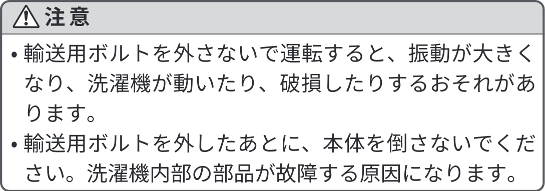 日立 BD-SVX120PL / BD-SVX120PR / BD-STX130PL 据付説明書 — 1 輸送用ボルトを4 本外す — 図版 13-1 — 13ページ