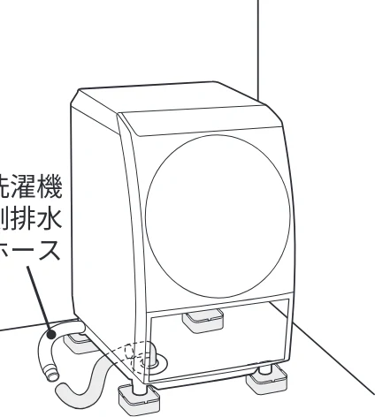 日立 BD-SVX120PL / BD-SVX120PR / BD-STX130PL 据付説明書 — 1 直下排水ホースと据付脚を図の位置に置く — 図版 24-2 — 24ページ