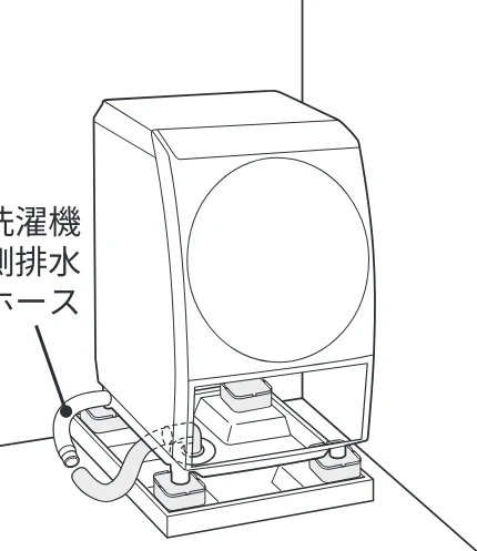 日立 BD-SVX120PL / BD-SVX120PR / BD-STX130PL 据付説明書 — 1 直下排水ホースと据付脚を図の位置に置く — 図版 27-2 — 27ページ