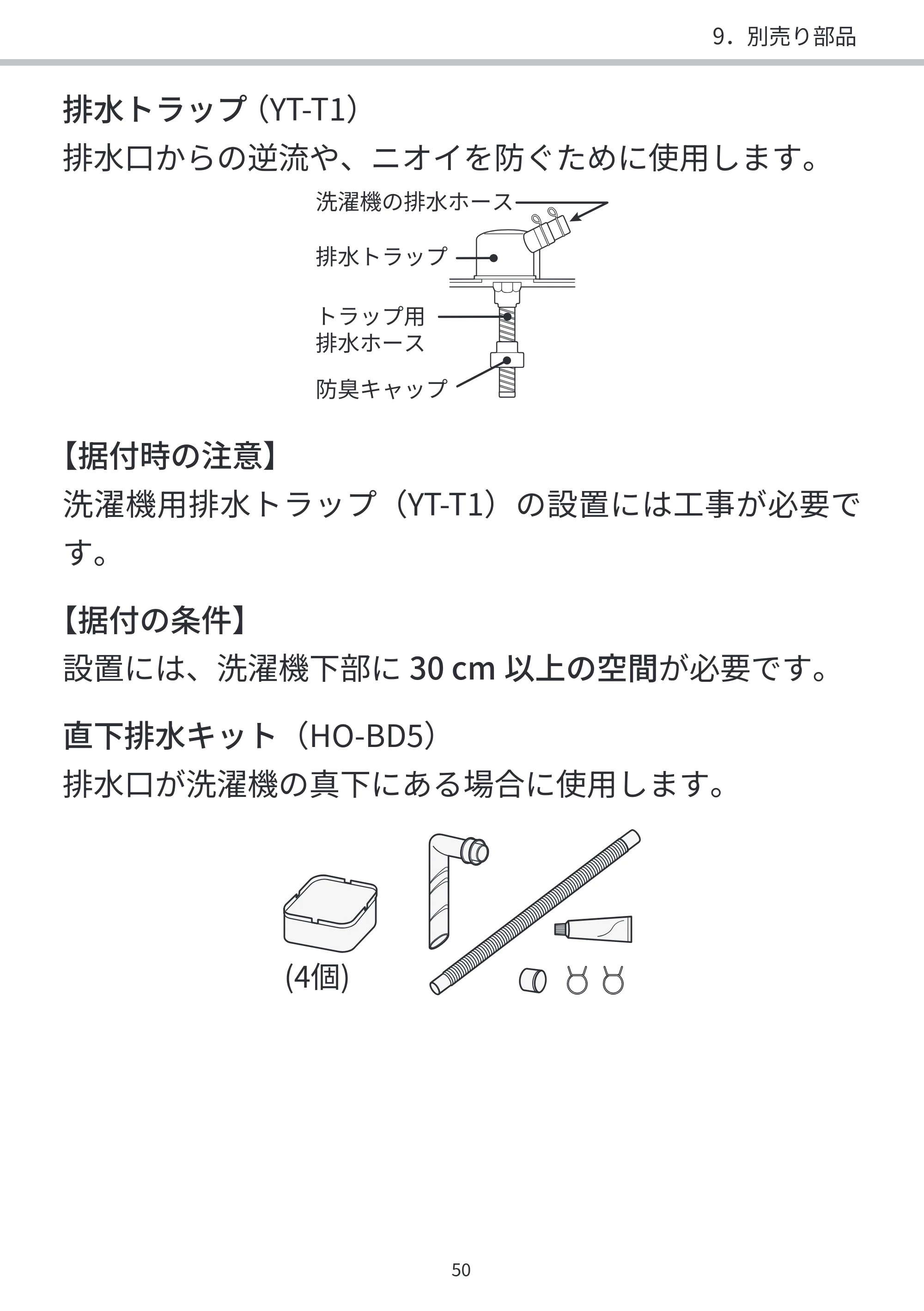 日立 BD-SVX120PL / BD-SVX120PR / BD-STX130PL 据付説明書 — 原本ページ — 50ページ