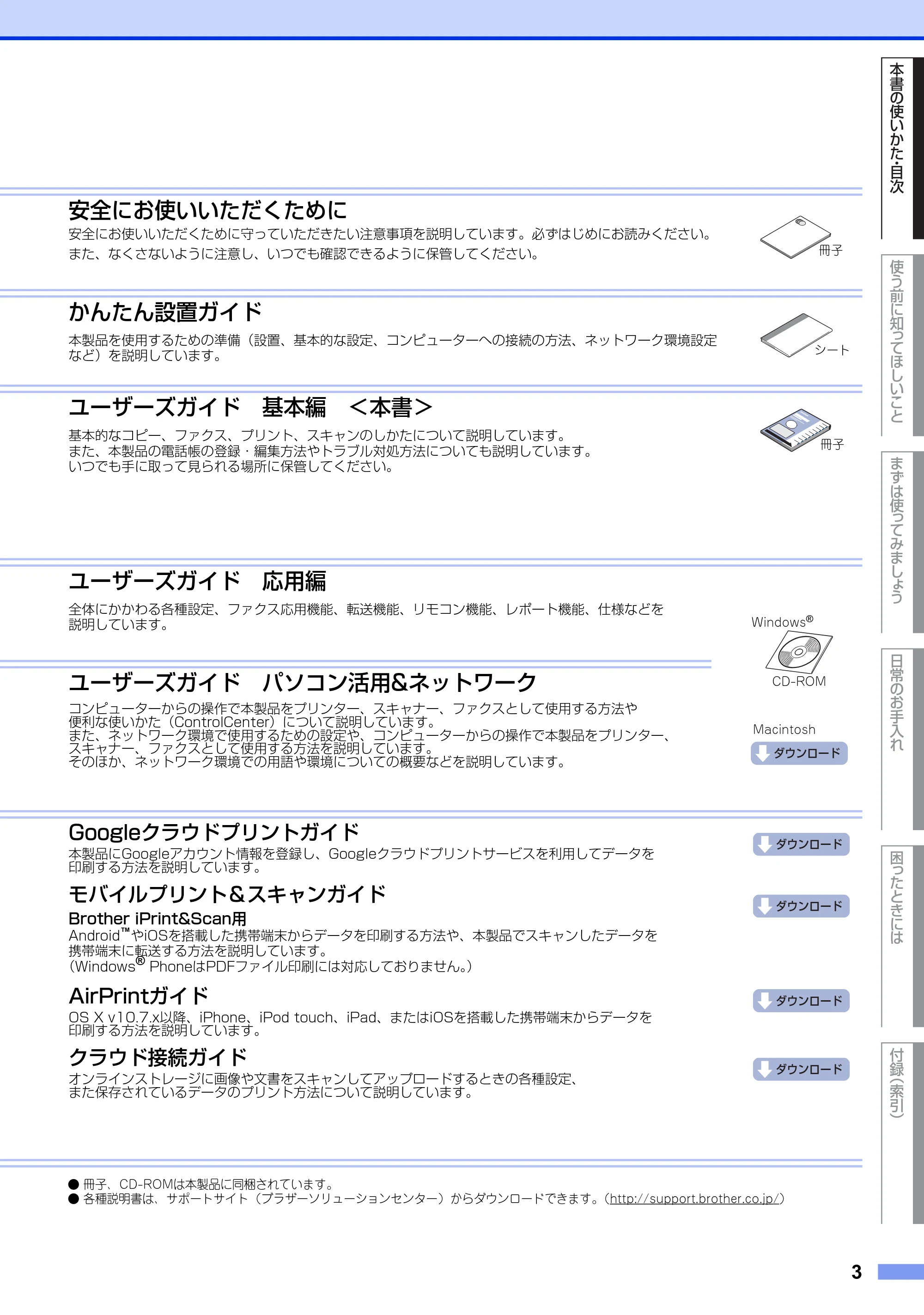 ブラザー MFC-L2720DN / MFC-L2740DW ユーザーズガイド ～基本編～ — 原本ページ — 3ページ