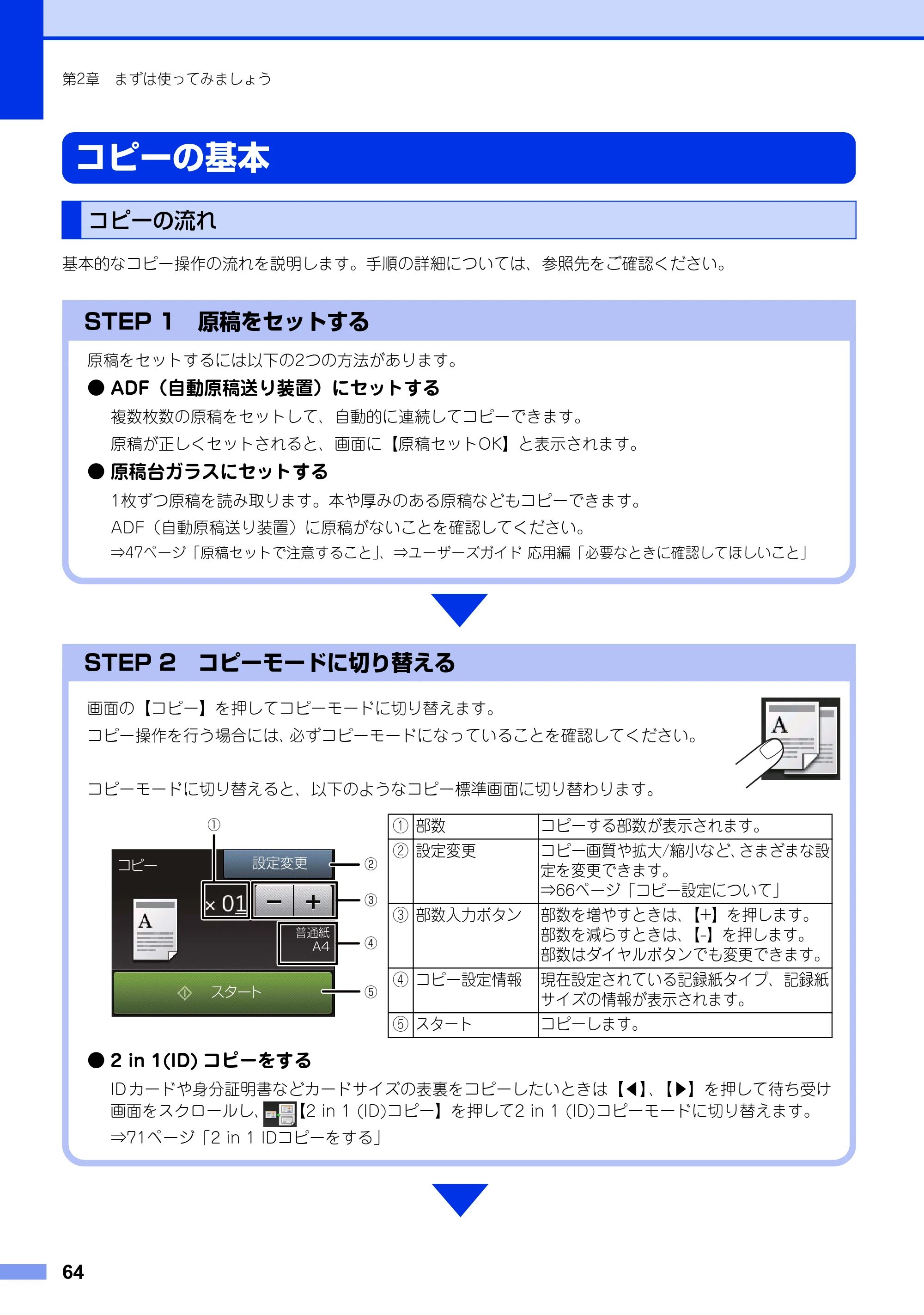 ブラザー MFC-L2720DN / MFC-L2740DW ユーザーズガイド ～基本編～ — コピーの基本 — 原本ページ — 64ページ