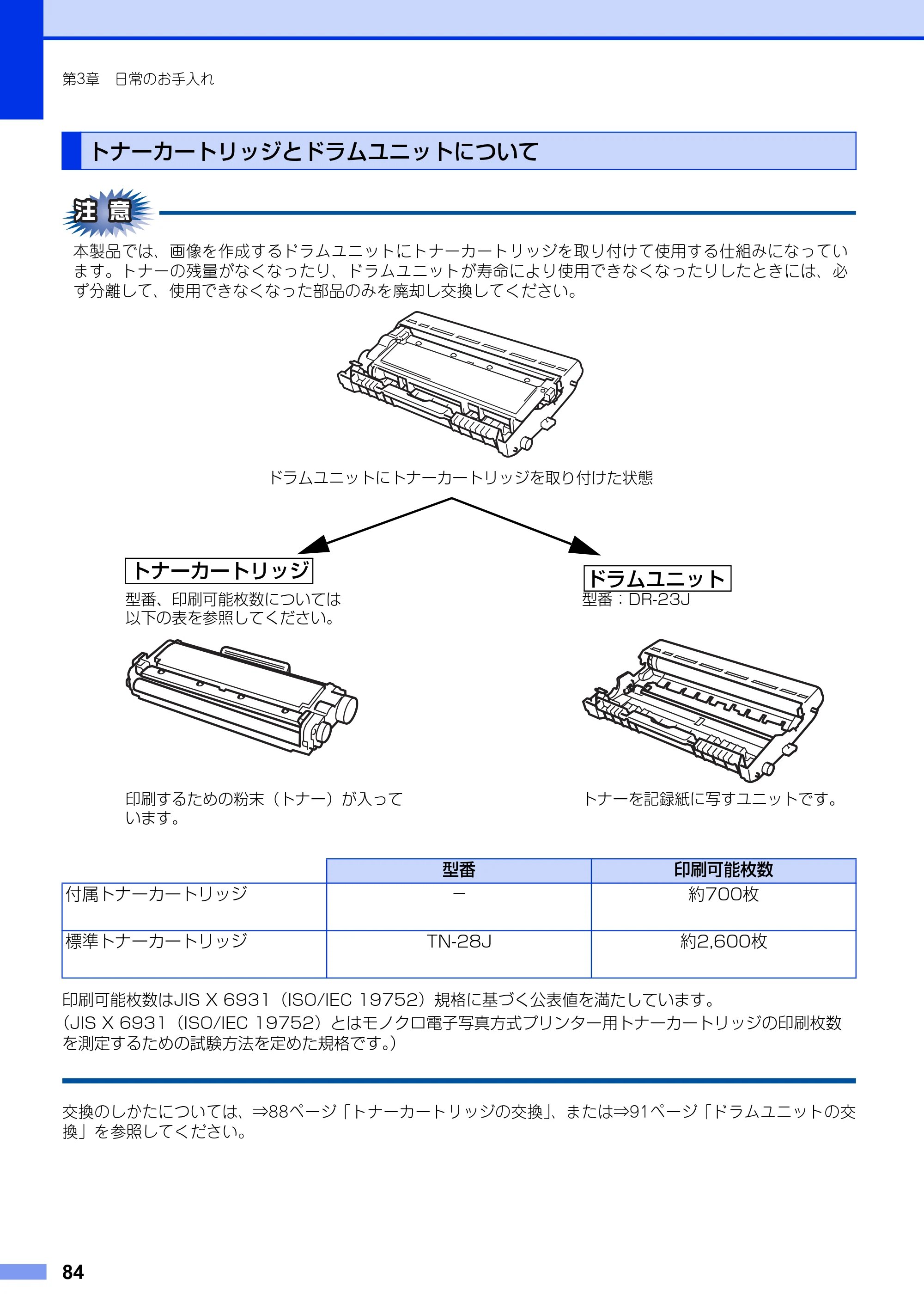 ブラザー MFC-L2720DN / MFC-L2740DW ユーザーズガイド ～基本編～ — トナーカートリッジとドラムユニットについて — 原本ページ — 84ページ