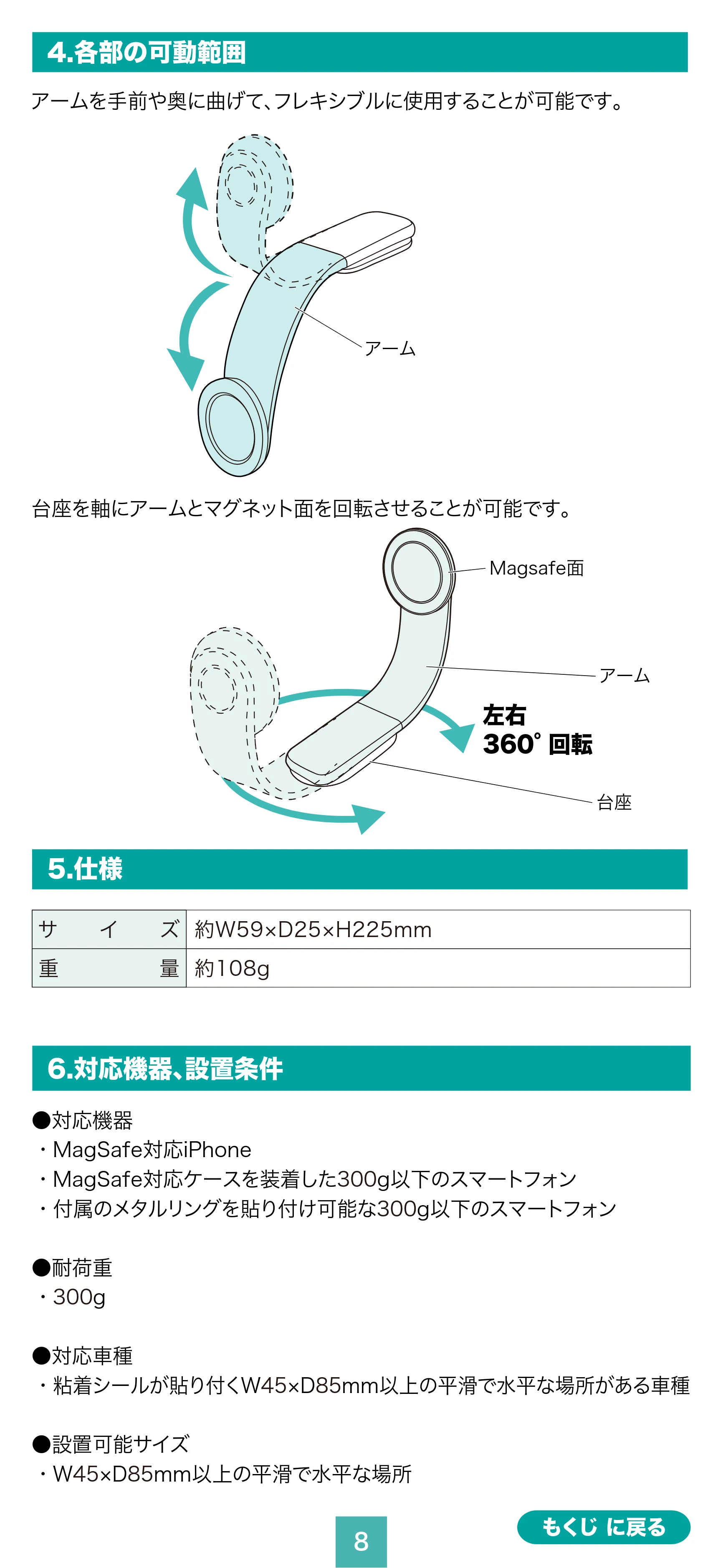 サンワサプライ CAR-HLD15BK 取扱説明書 — 原本ページ — 8ページ