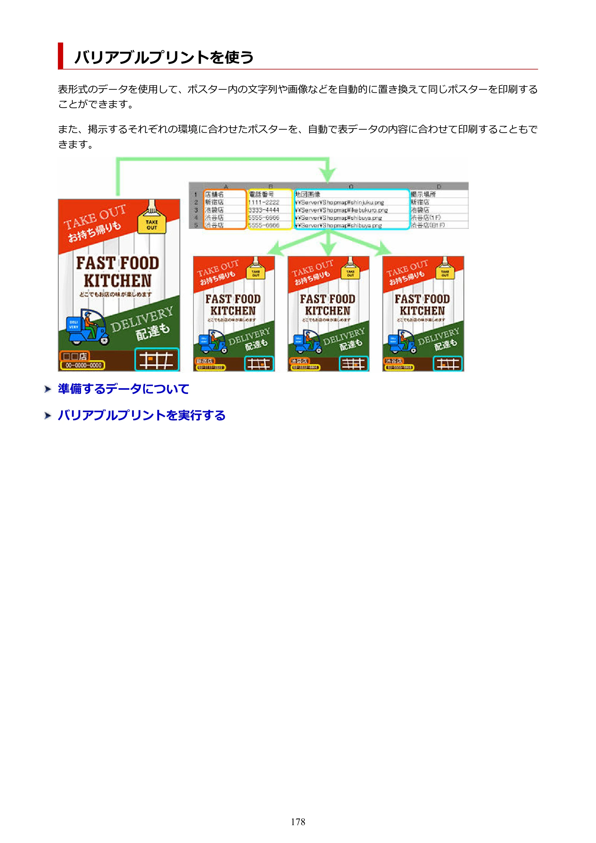 キヤノン PRO-1100 / PRO-6600・PRO-4600・PRO-2600 / TX-4200・TX-3200・TX-2200 PosterArtist ガイド 2025年12月25日更新（PDF：5.44MB） — バリアブルプリントを使う — 原本ページ — 178ページ