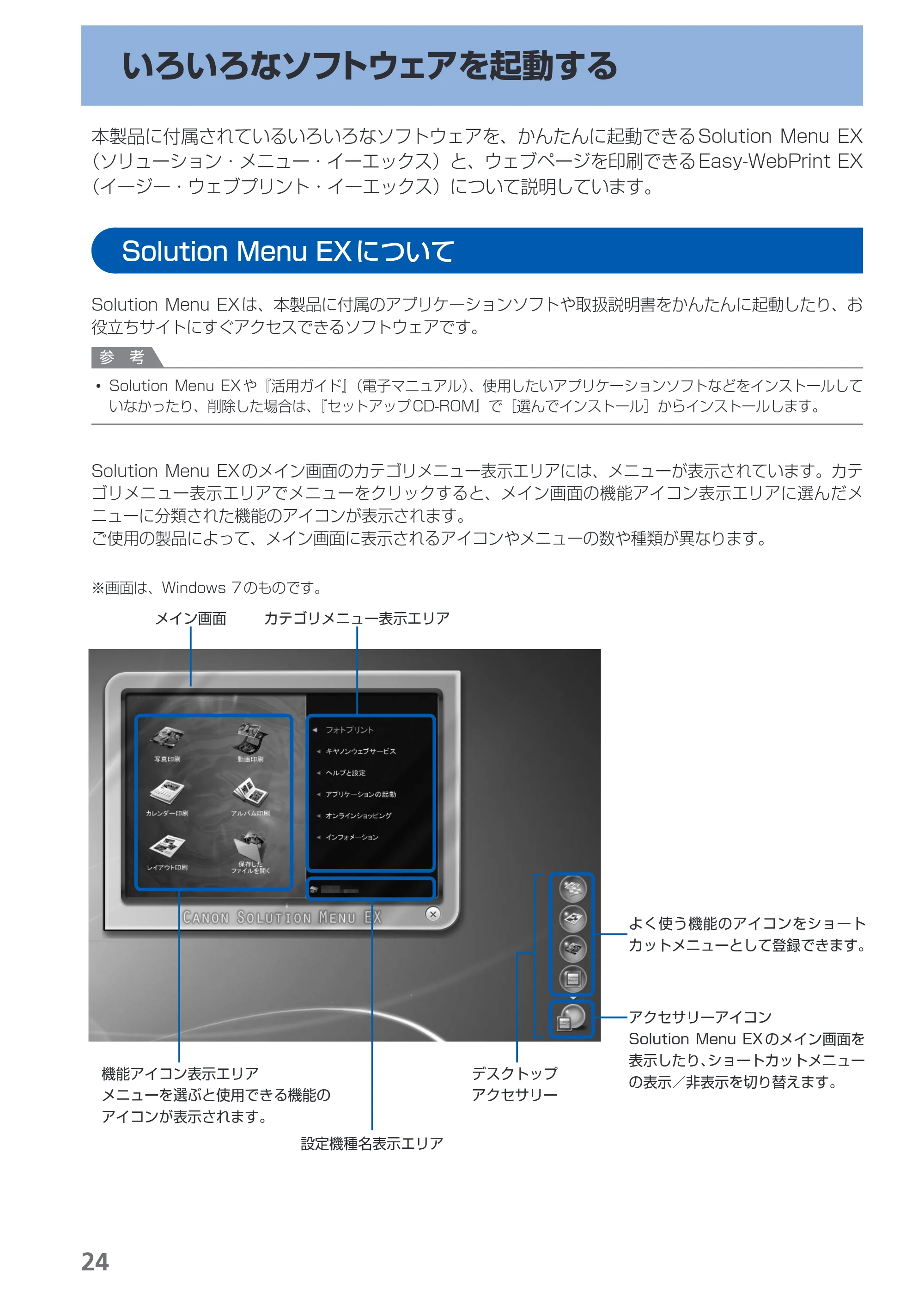 キヤノン PIXUS iX6530 基本操作ガイド（PDF：11.2MB） — いろいろなソフトウェアを起動する — 原本ページ — 26ページ