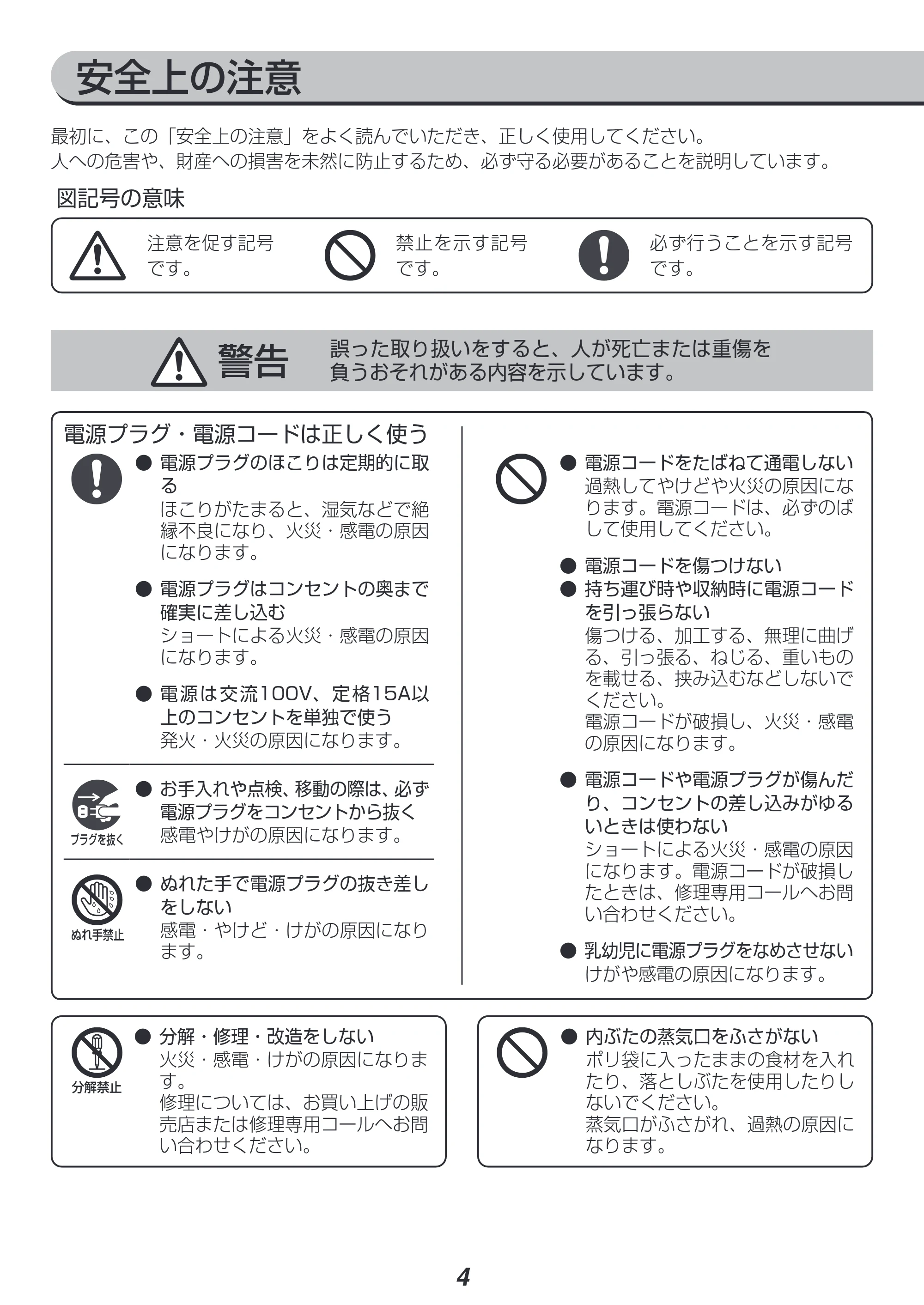 アイリスオーヤマ RC-IK50 取扱説明書 — 原本ページ — 4ページ