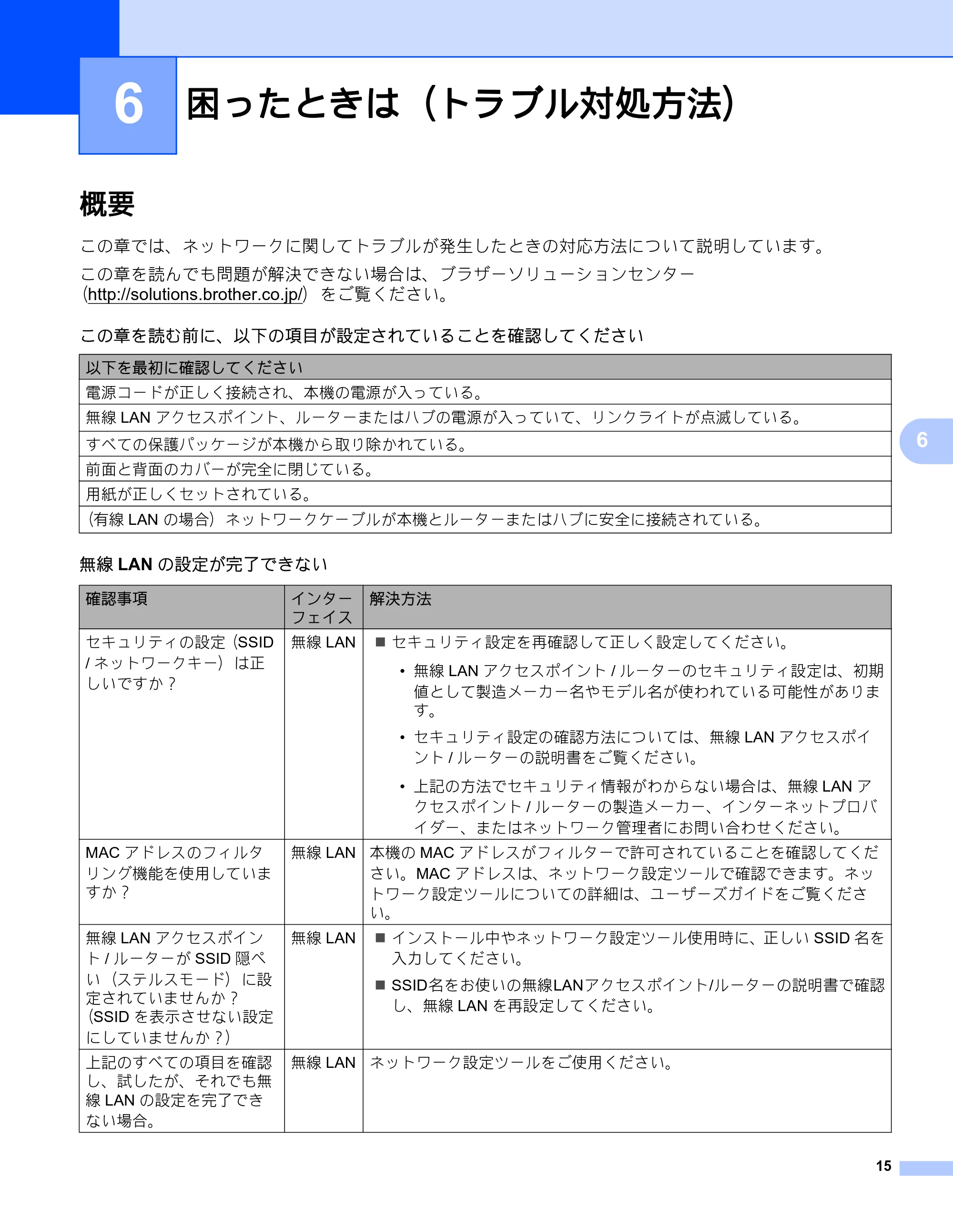 ブラザー QL-580N / QL-720NW ネットワーク設定ガイド — 6 困ったときは（トラブル対処方法） — 原本ページ — 19ページ