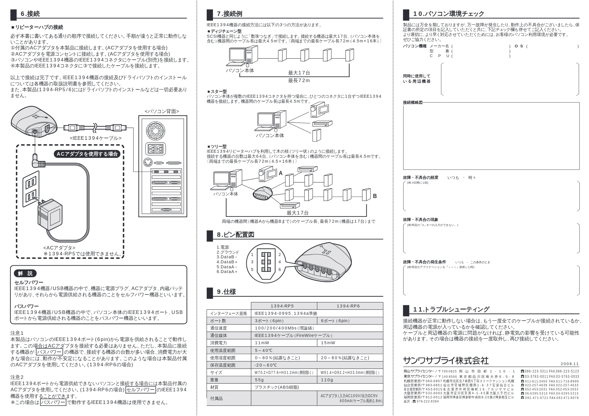 サンワサプライ 1394-RP6 / 1394-RP5 取扱説明書 — 原本ページ — 2ページ