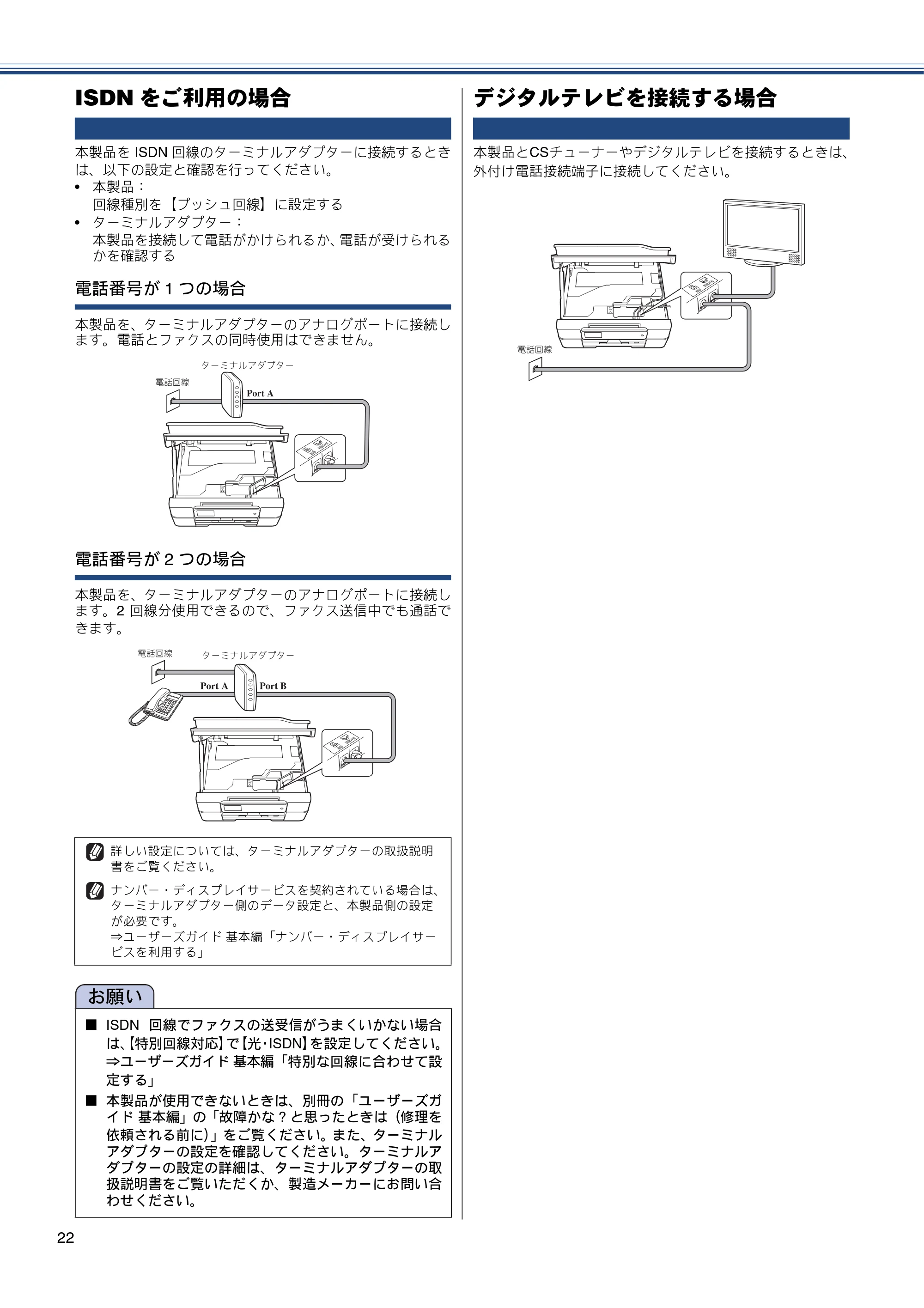 ブラザー MFC-J870N かんたん設置ガイド — ISDNをご利用の場合 — 原本ページ — 22ページ