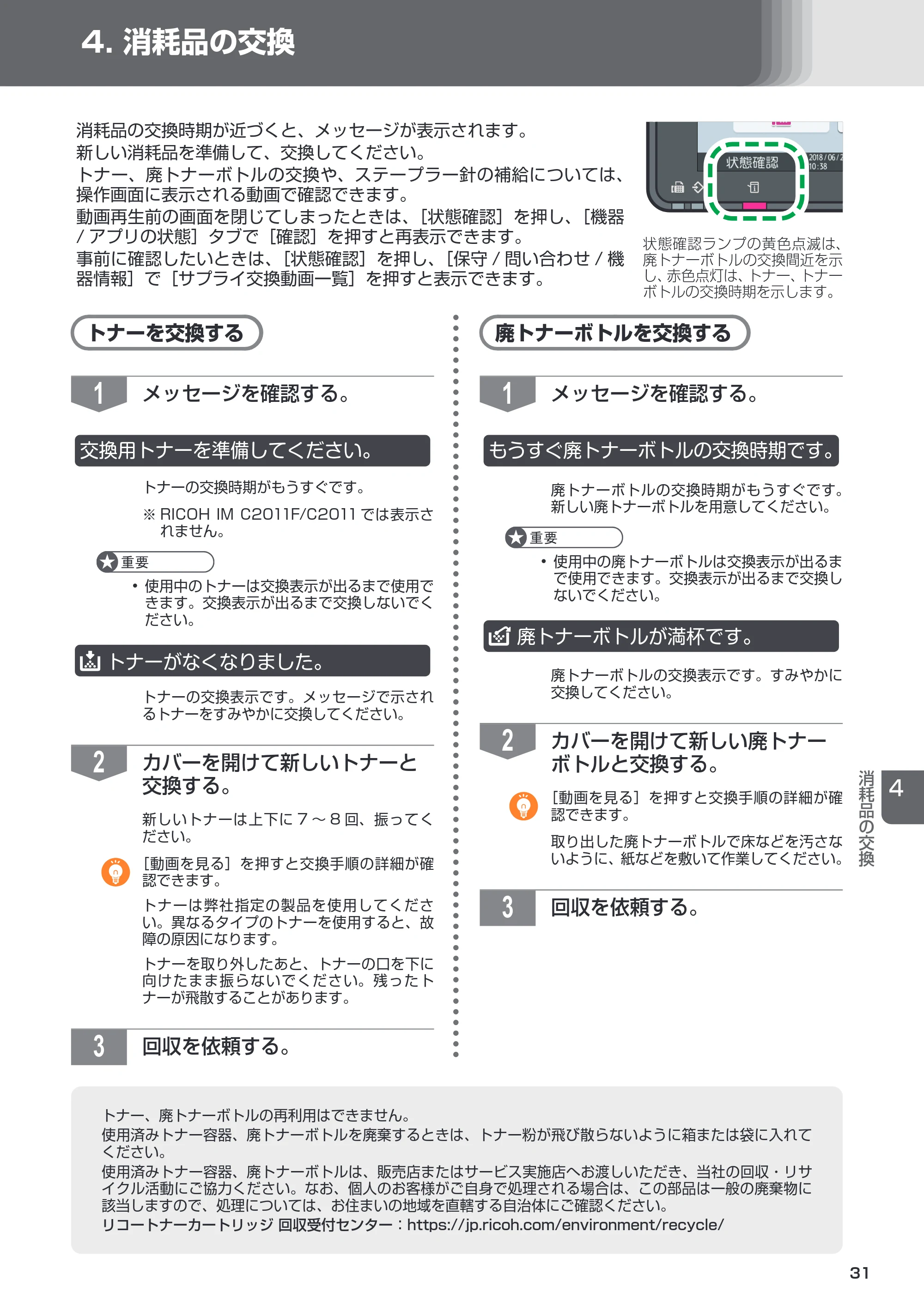 リコー RICOH IM C6011/C5511/C4511/C3511/C3011/C2511/C2011 セットアップガイド — 原本ページ — 31ページ